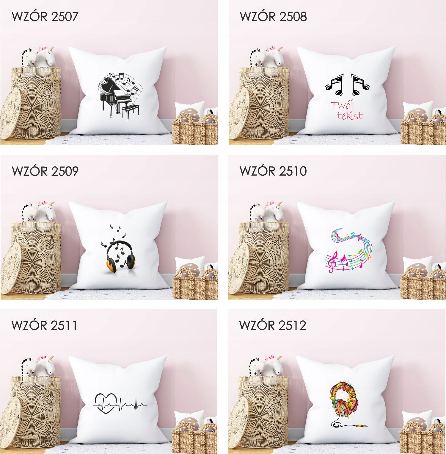 Poduszka z nadrukiem PREZENT twój tekst NUTY