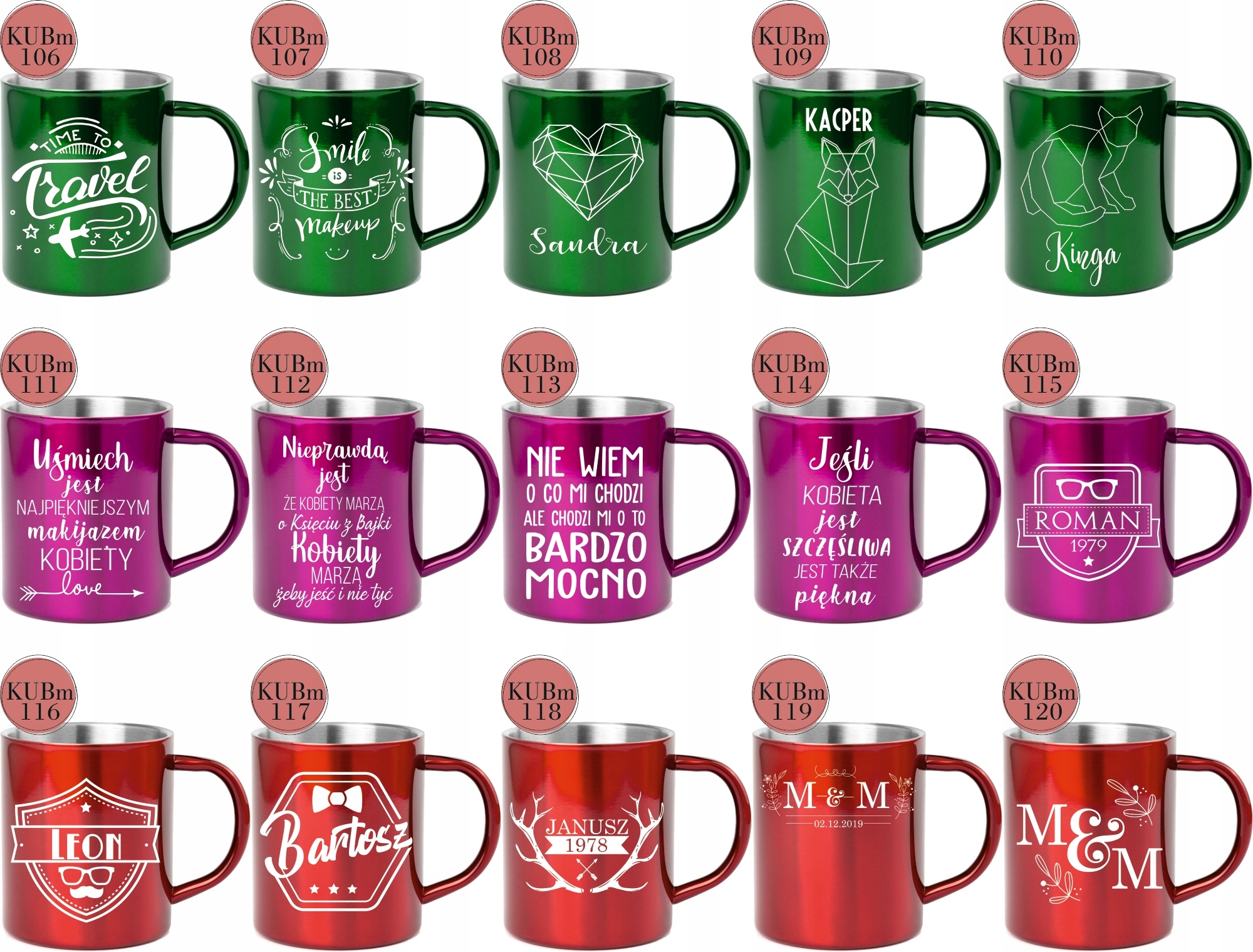 Kubek metalowy z grawerem PREZENT dla nauczyciela