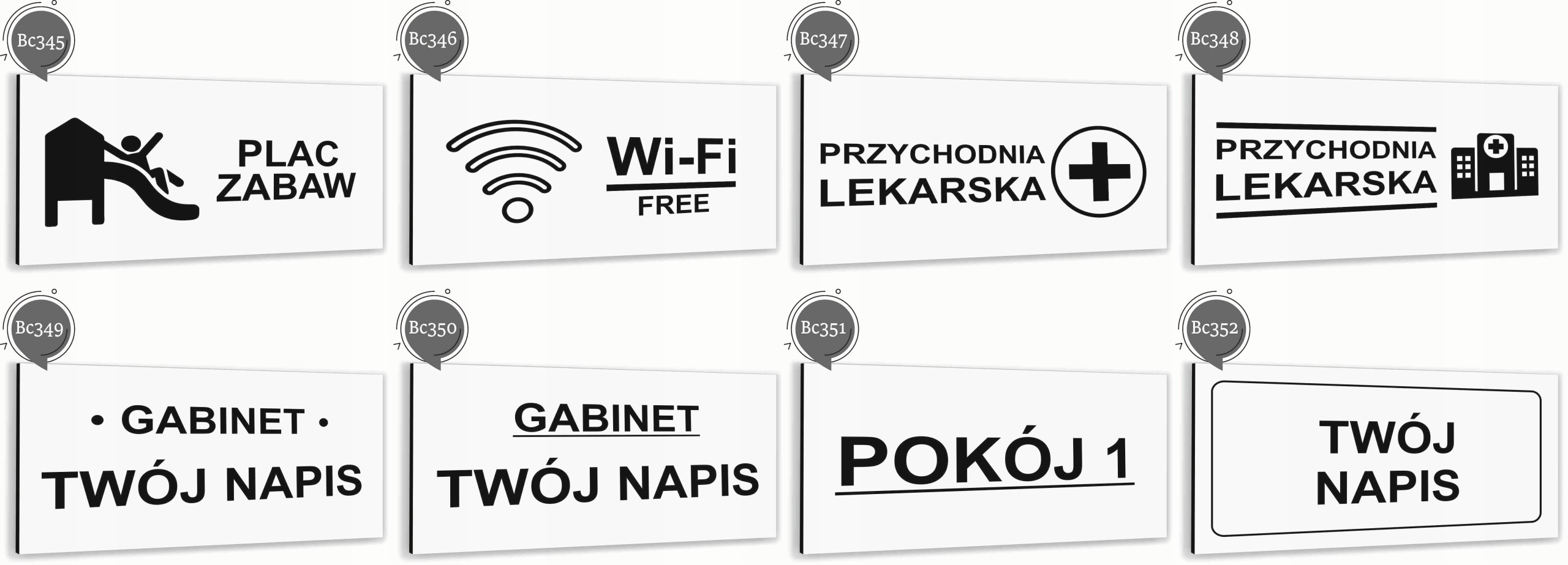 Tabliczka informacyjna BIAŁA dibond RECEPCJA NADRUK UV