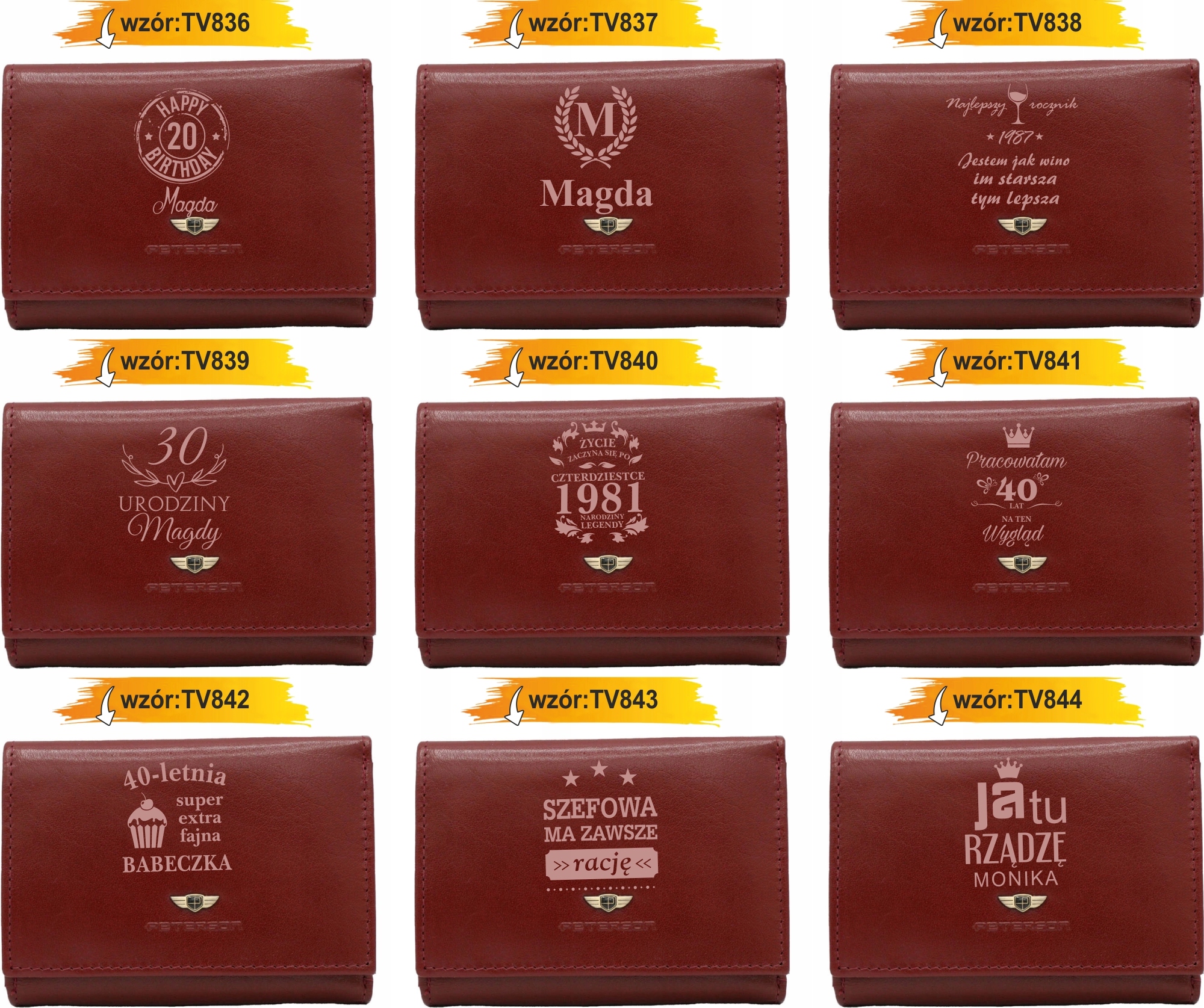 Portfel damski skórzany z GRAWEREM prezent na walentynki Z INICJAŁAMI