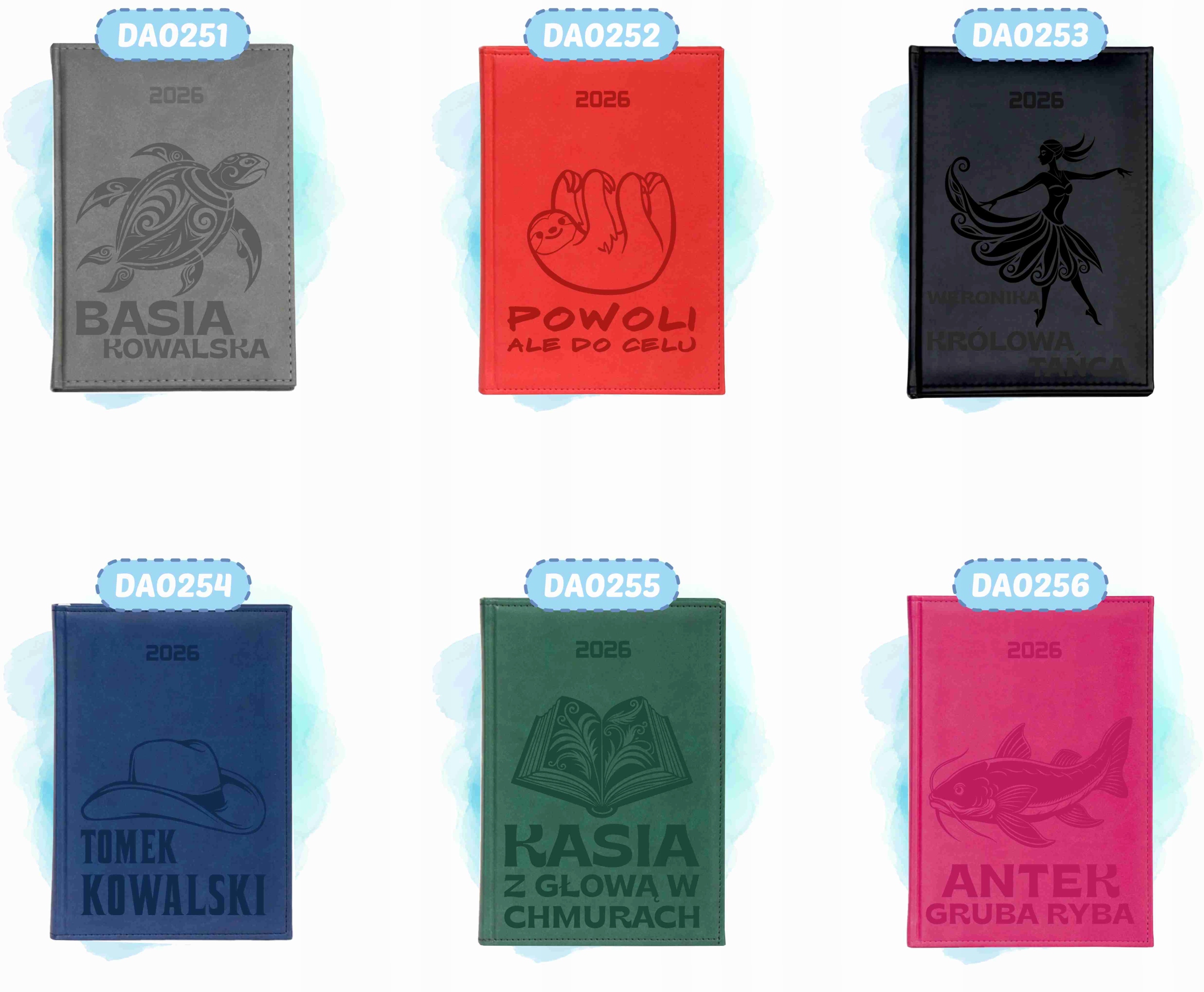 personalizowany Kalendarz Planer A6 2026 książkowy TERMINARZ TWOJE IMIĘ