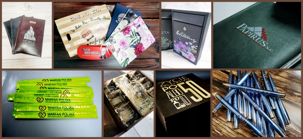 Karafka firmowa z grawerem własnego logo DANYMI FIRMY NADRUKIEM UV