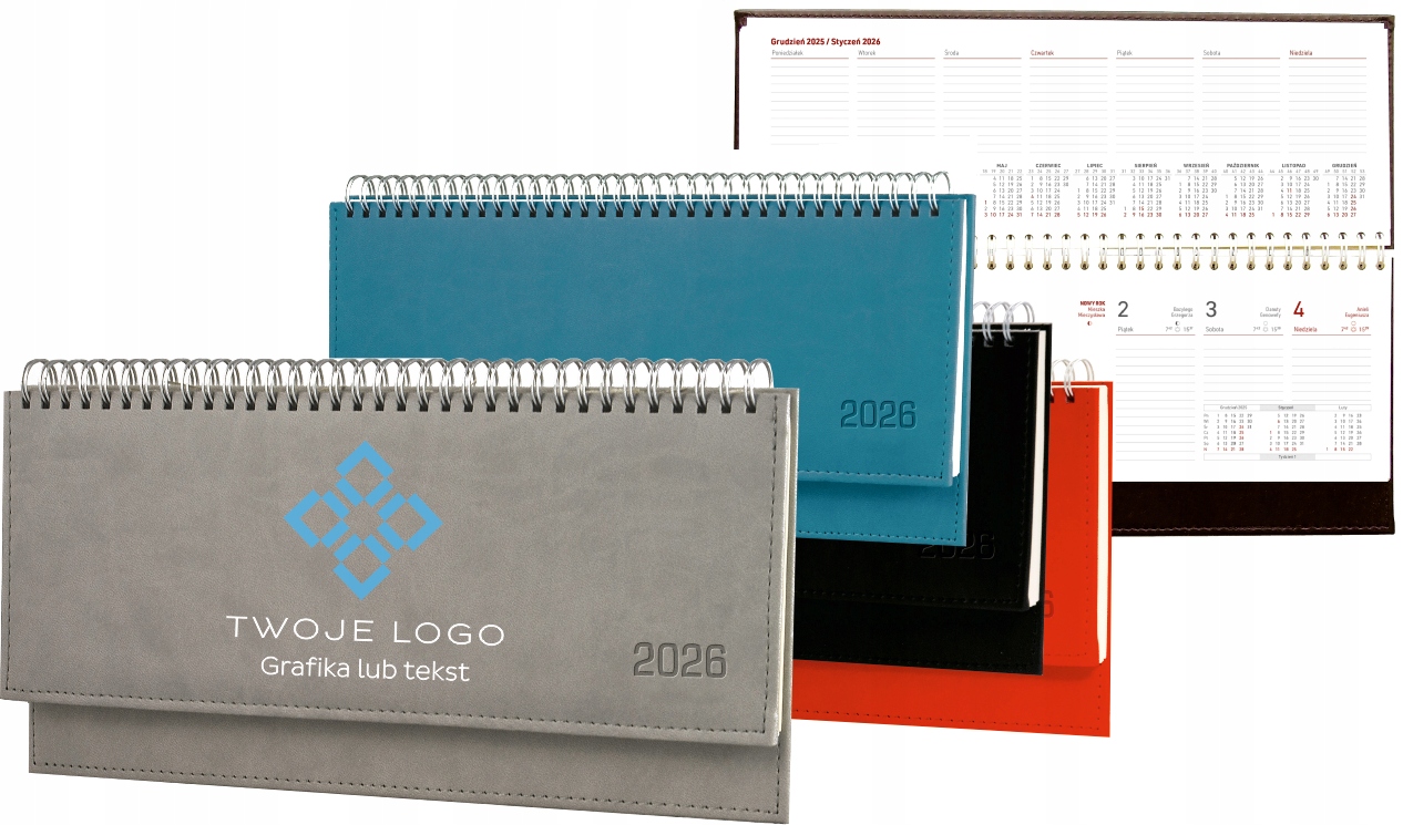 Terminarz 2026 tygodniowy kalendarz biurkowy Z TOIM LOGO NADRUKIEM 100 szt
