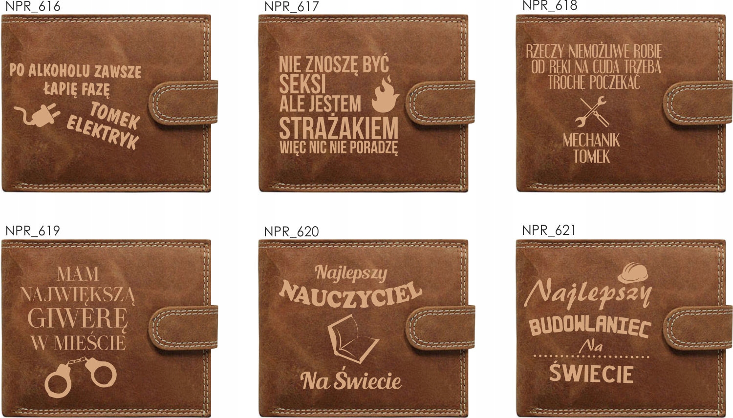 Elegancki portfel policjant WŁASNY TEKST + grawer