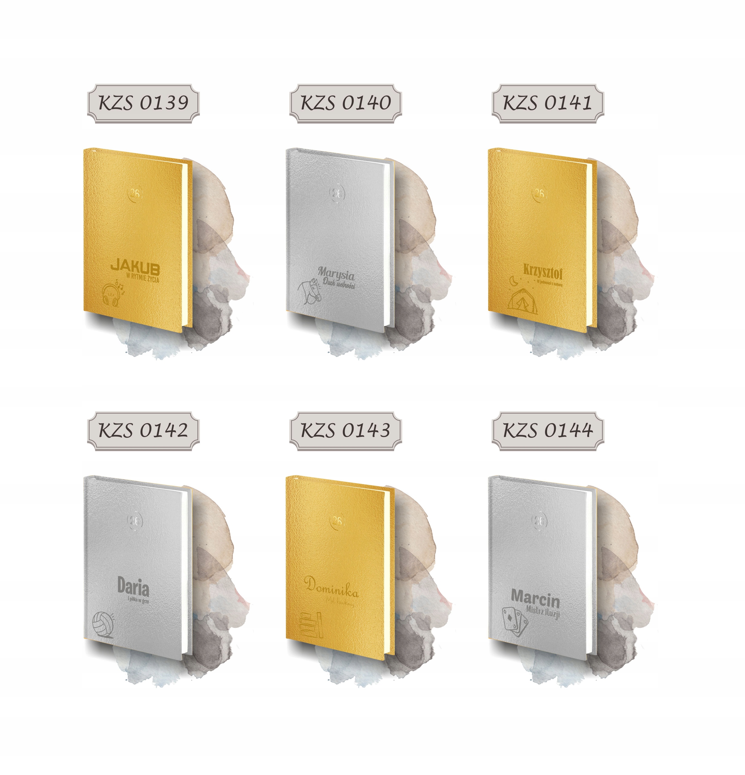 PLANER z imieniem kalendarz dzienny A4 2026 złoty srebrny z grawerem