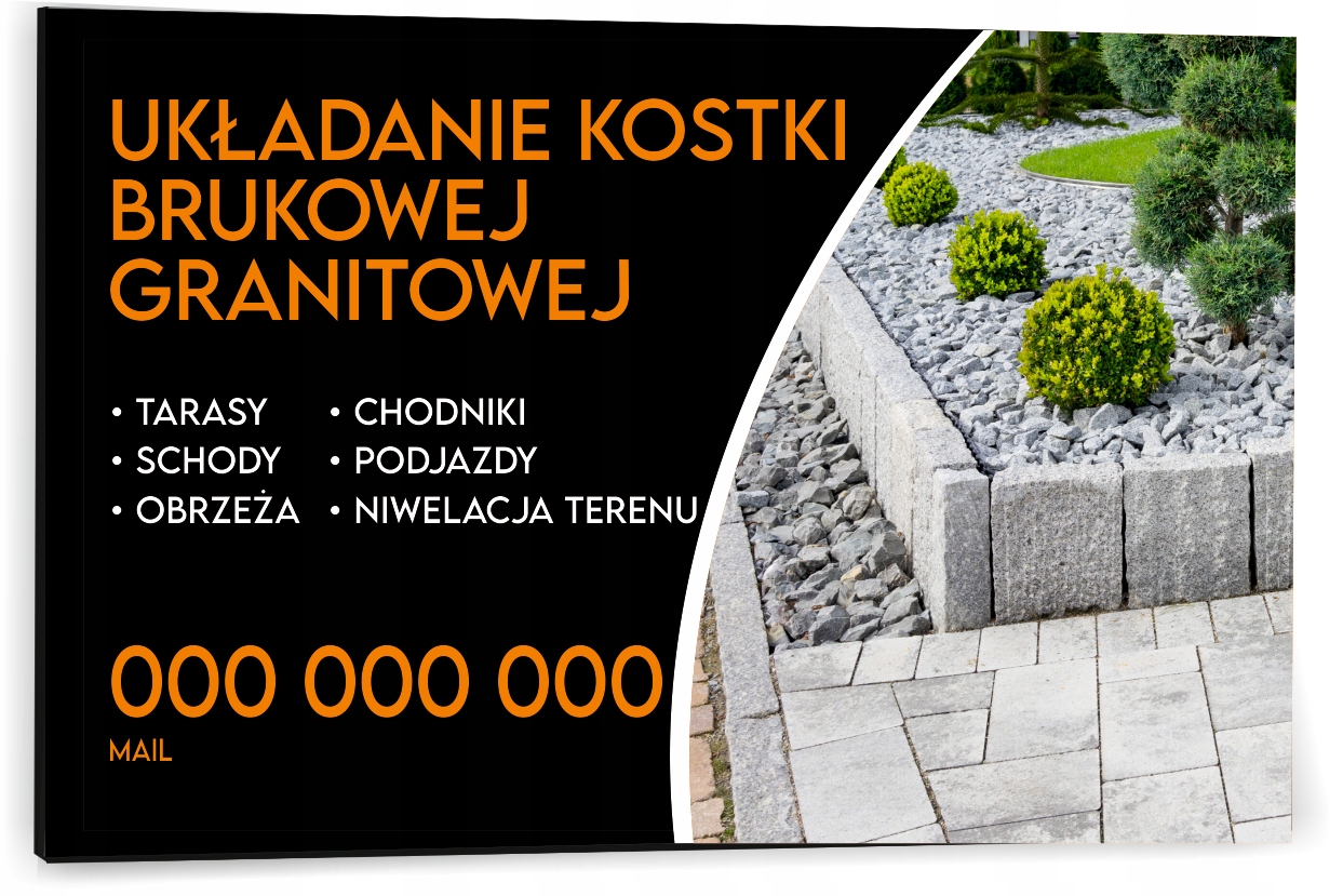 Tabliczka reklamowa szyld dibond 40x30 NADRUK udładanie kostki brukowej