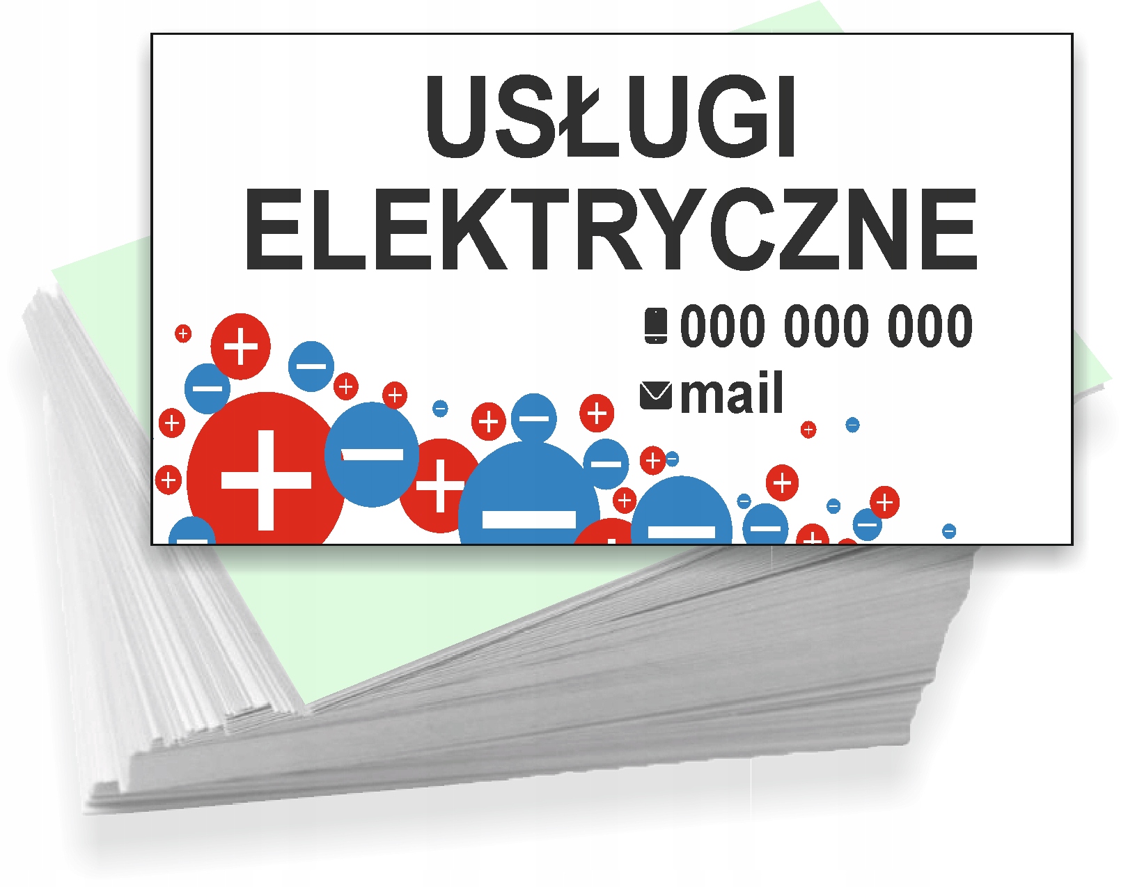 Wizytówki reklamowe firmowe 100 szt różne wzory USŁUGI ELEKTRYCZNE