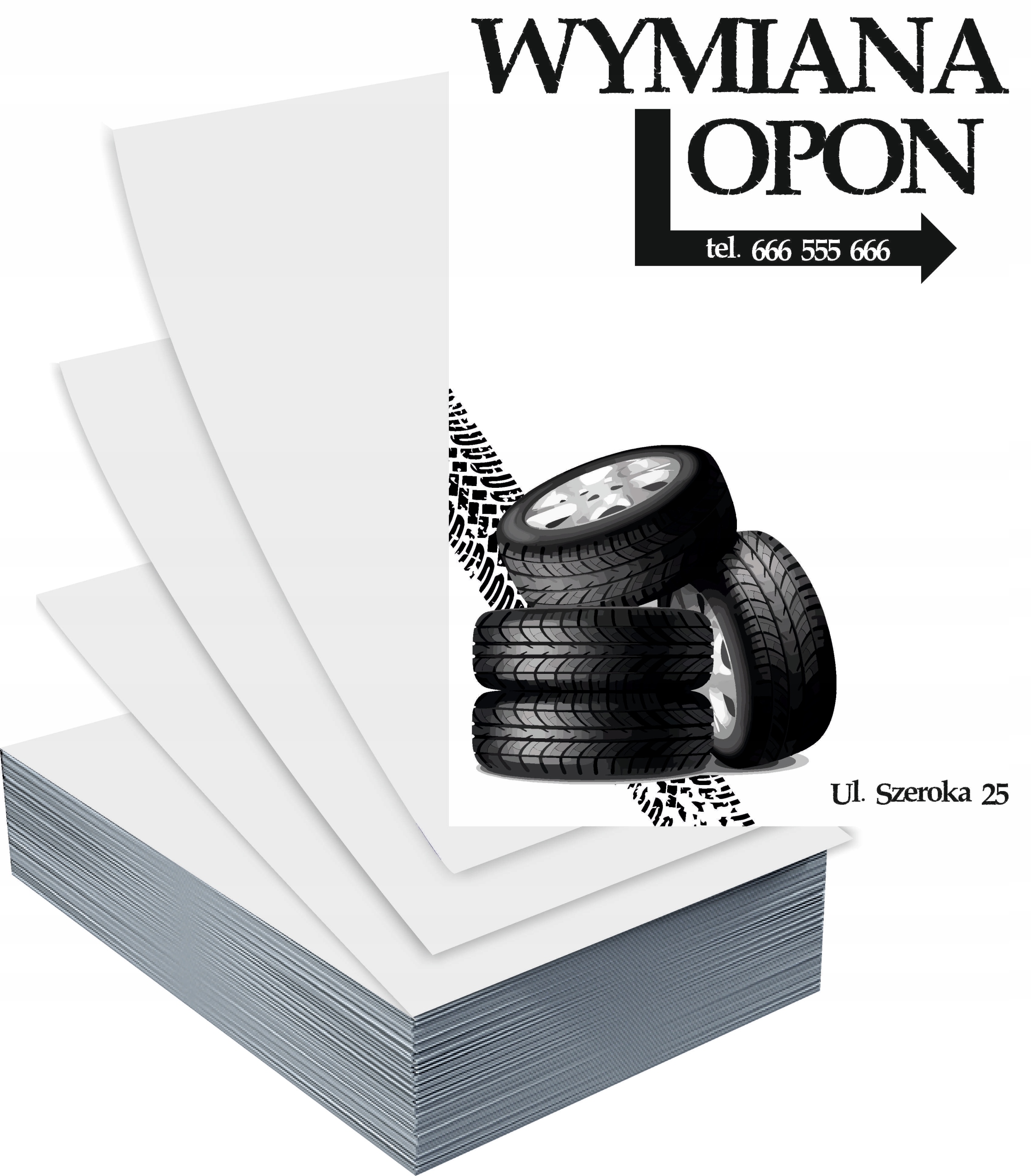 Ulotki A4 5000szt reklamowe firmowe dużo wzorów gotowy projekt WYMIANA OPON