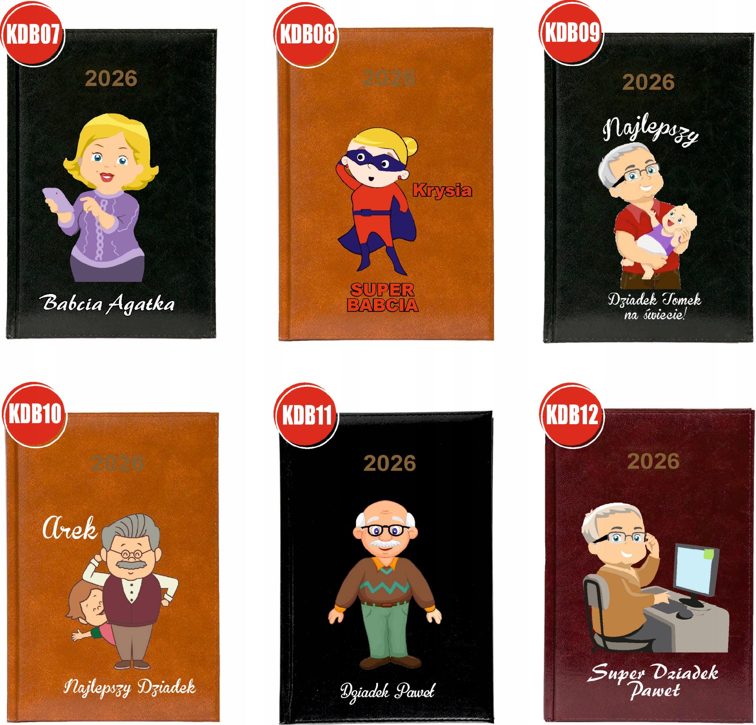 Kalendarz A5 2026 tygodniowy KSIĄŻKOWY DLA DZIADKA personalizowany