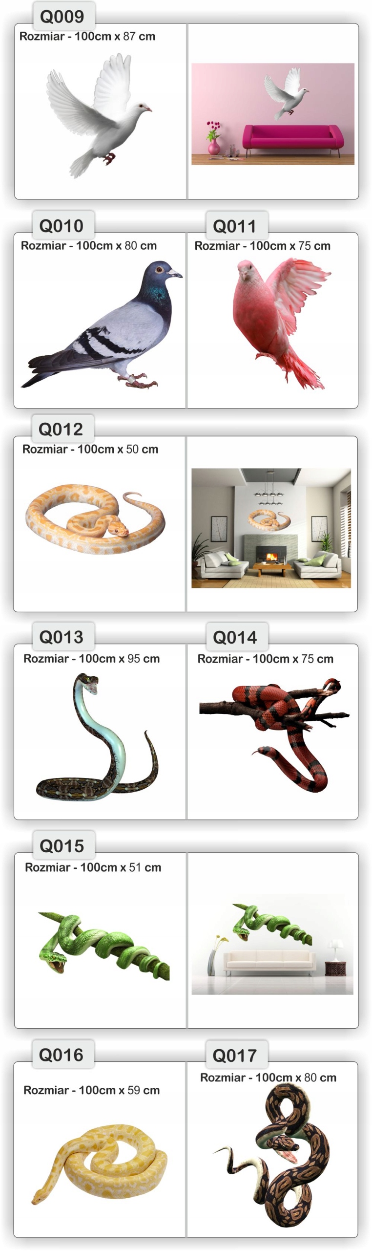 NAKLEJKA naklejki zwierzęta 120 cm koń psy koty