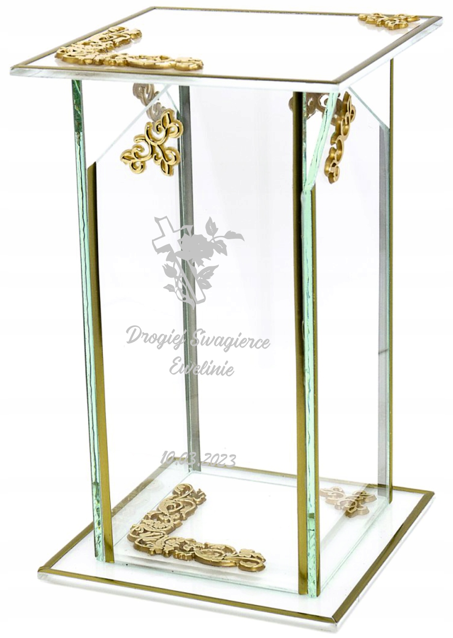 Ekskluzywny znicz szklany złoto biały PERSONALIZOWANY GRAWER dla SZWAGIERKI