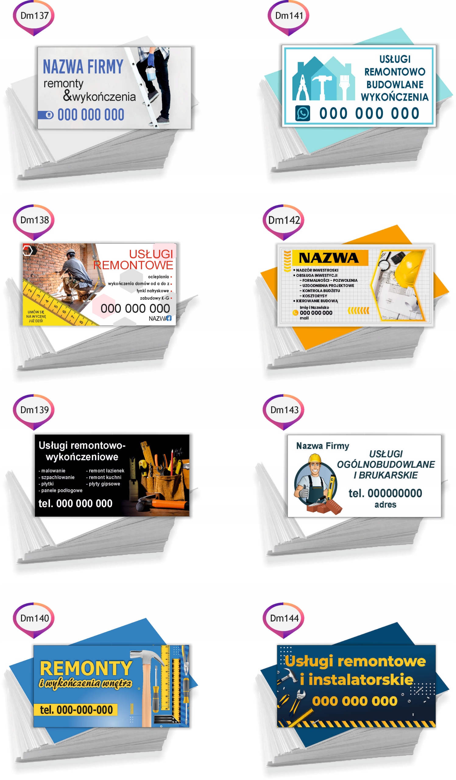 Wizytówki reklamowe 200 szt dużo wzorów NADZÓR INWESTORSKI