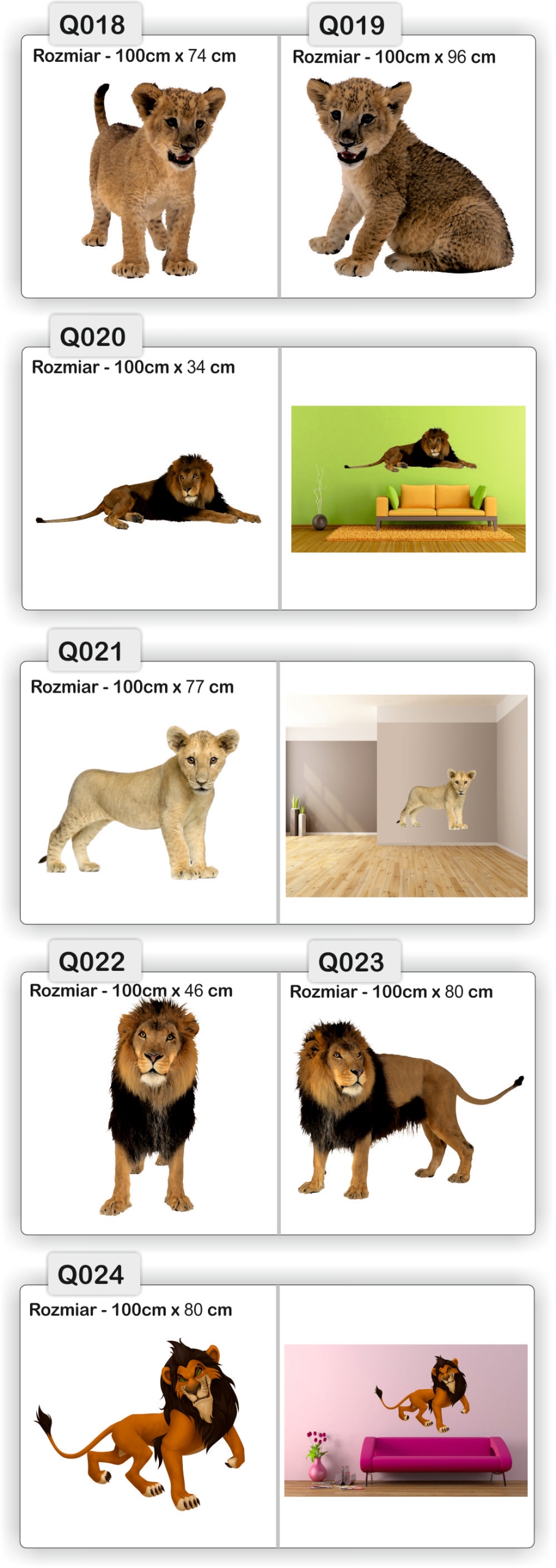 NAKLEJKA naklejki zwierzęta 120 cm koń psy koty