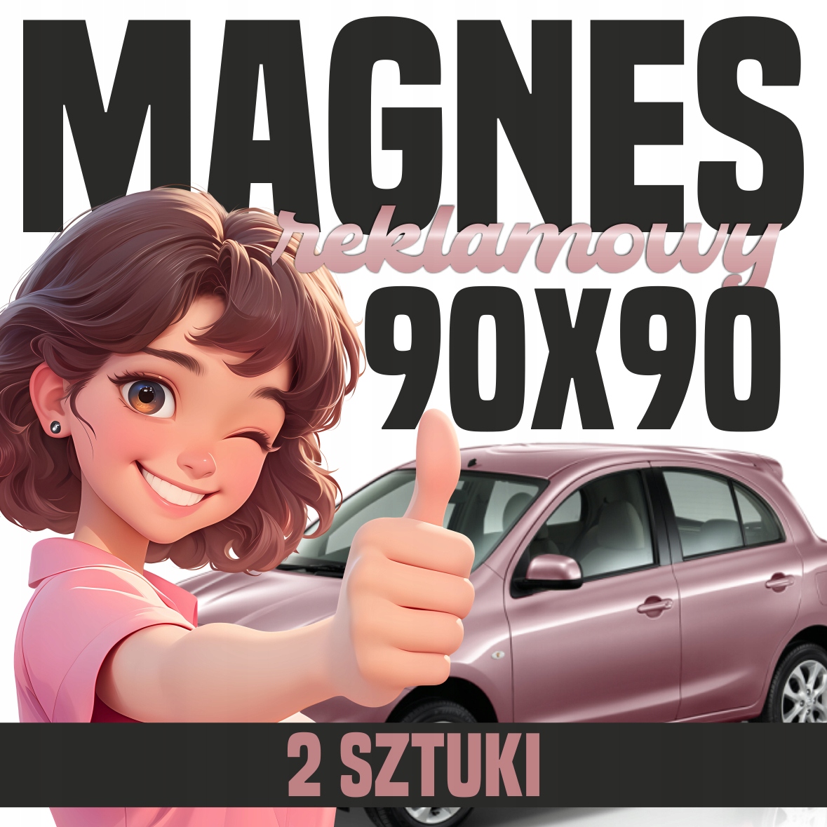 Reklama magnetyczna magnes reklamowy na auto firmowe 90x90 cm - 2 szt