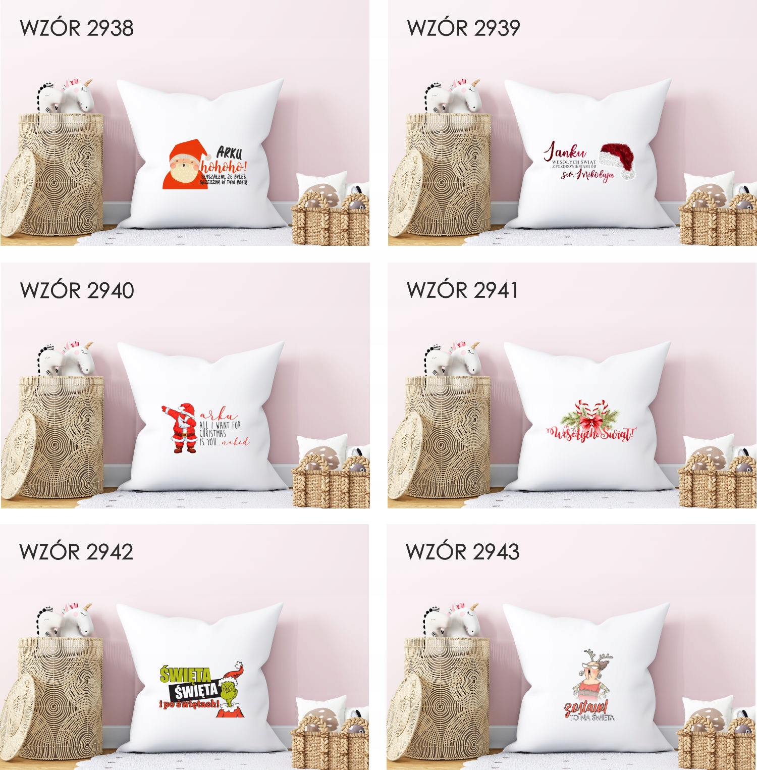 Poduszka z nadrukiem PREZENT WESOŁYCH ŚWIĄT