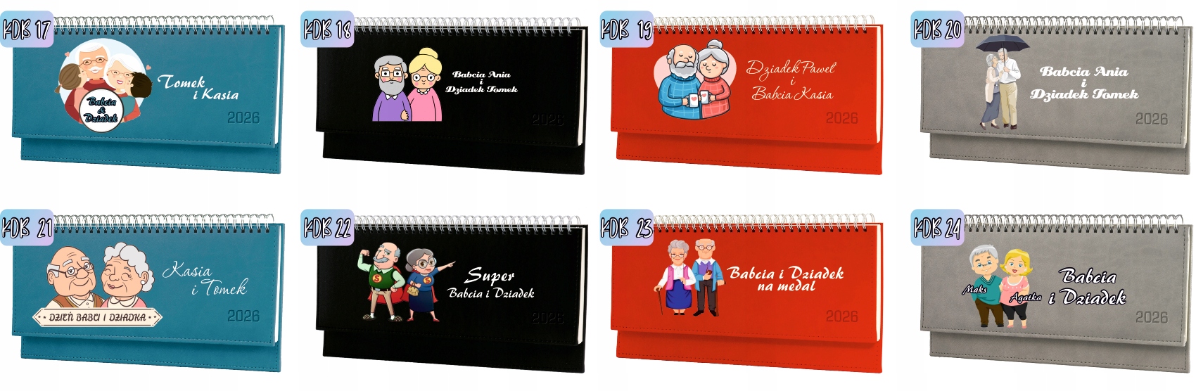 Terminarz dziadek i babcia 2026 tygodniowy kalendarz leżący biurkowy