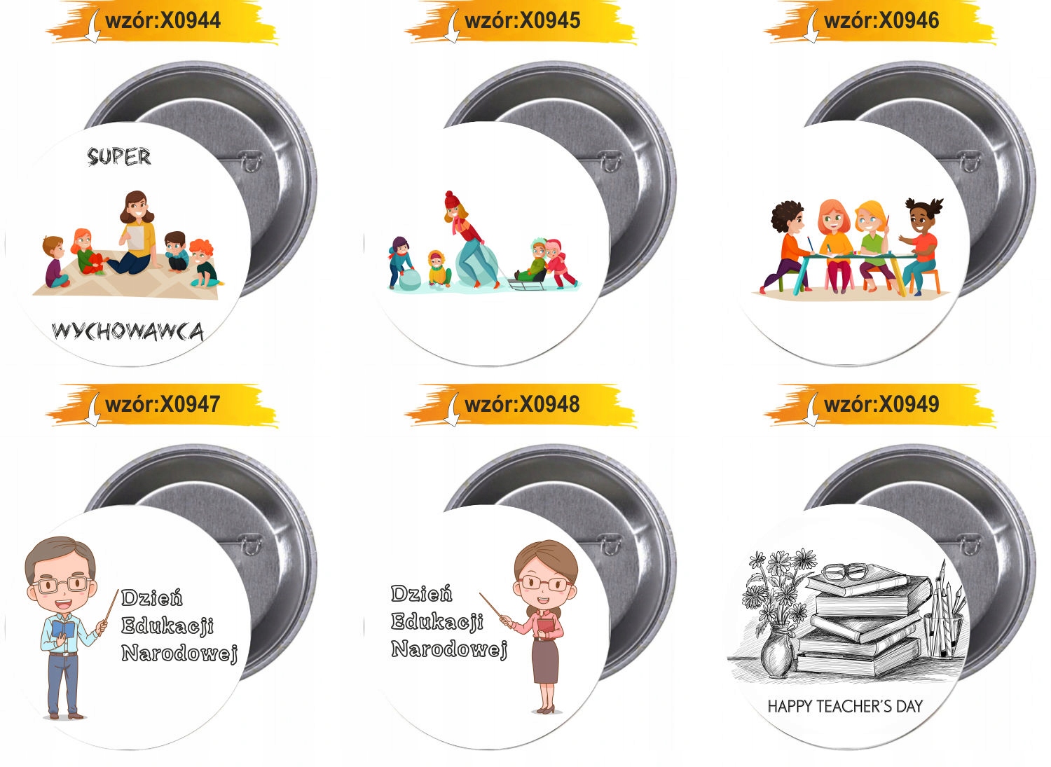 Przypinki buttony HAPPY TEACHER'S DAY badziki