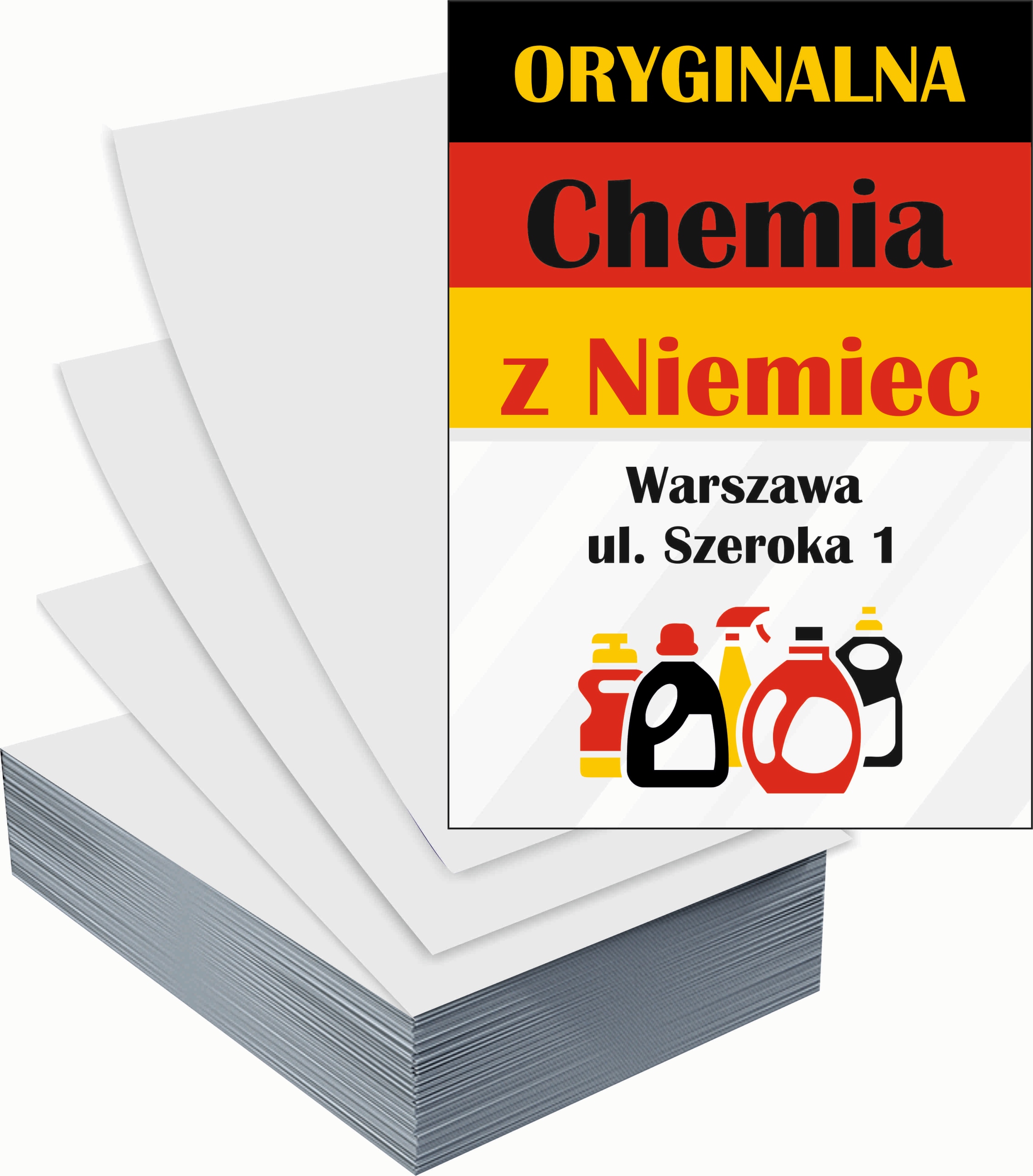 Ulotki A6 reklamowe firmowe 100szt różne wzory CHEMIA Z NIEMIEC