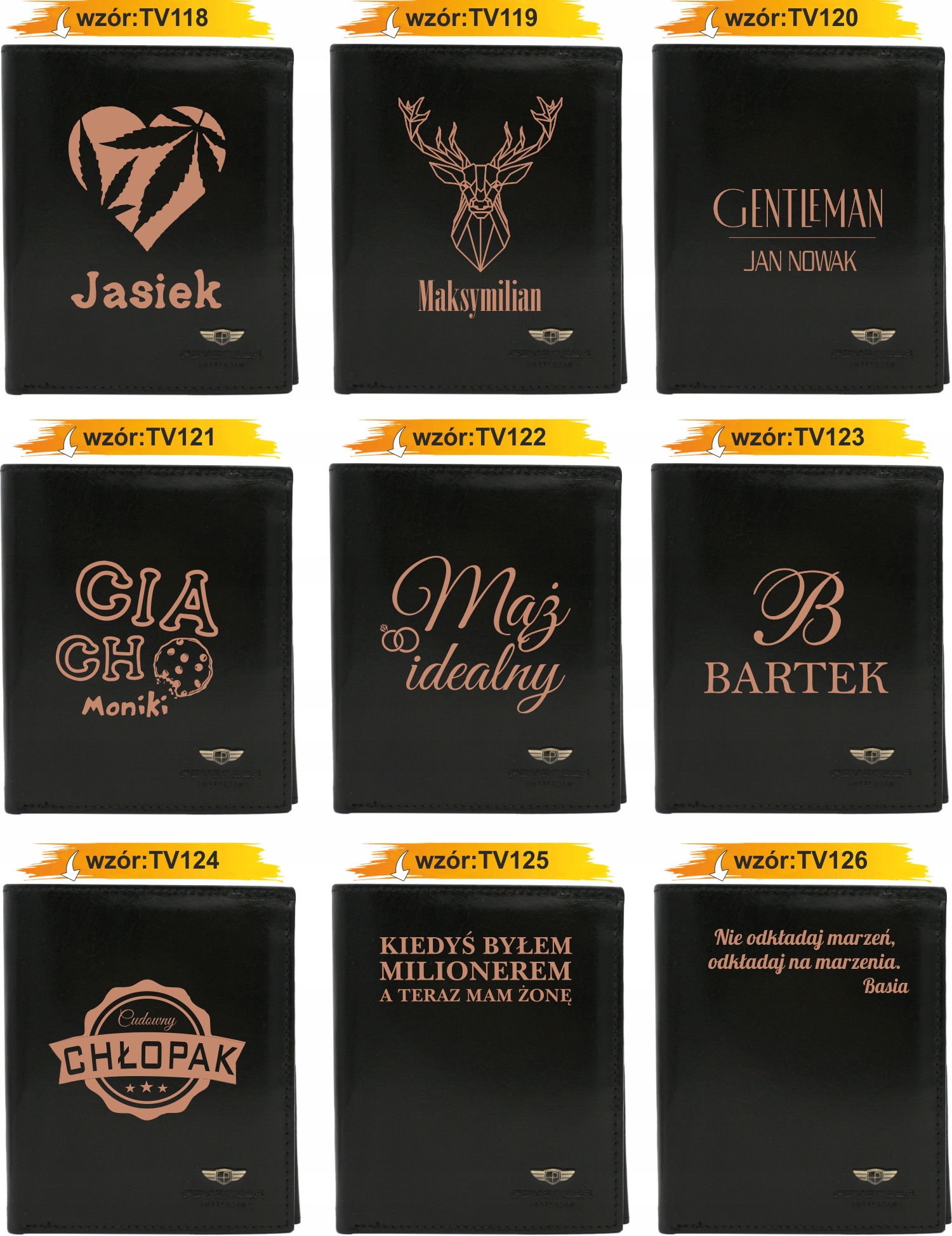 Portfel męski skórzany czarny GRAWEROWANY prezent dla kierowcy twój napis