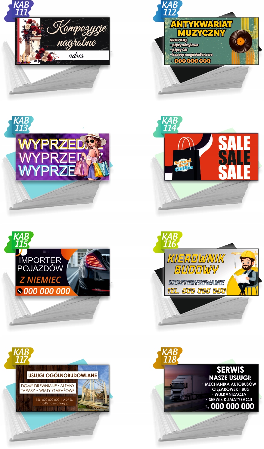 Wizytówki firmowe 200 szt RÓŻNE WZORY do wyboru BORÓWKA AMERYKAŃSKA