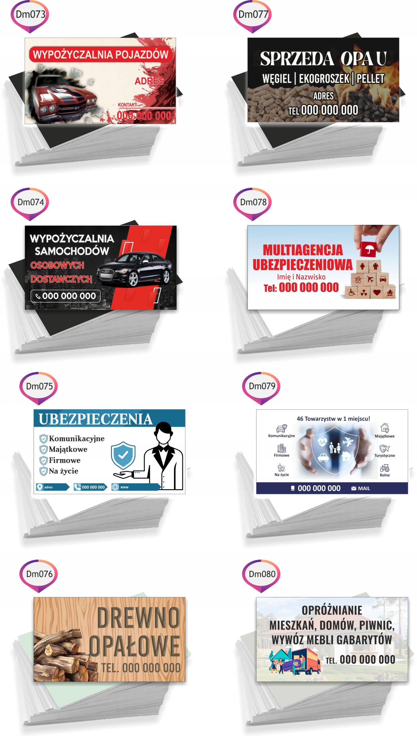 Wizytówki reklamowe firmowe 100 szt różne wzory USŁUGI ELEKTRYCZNE