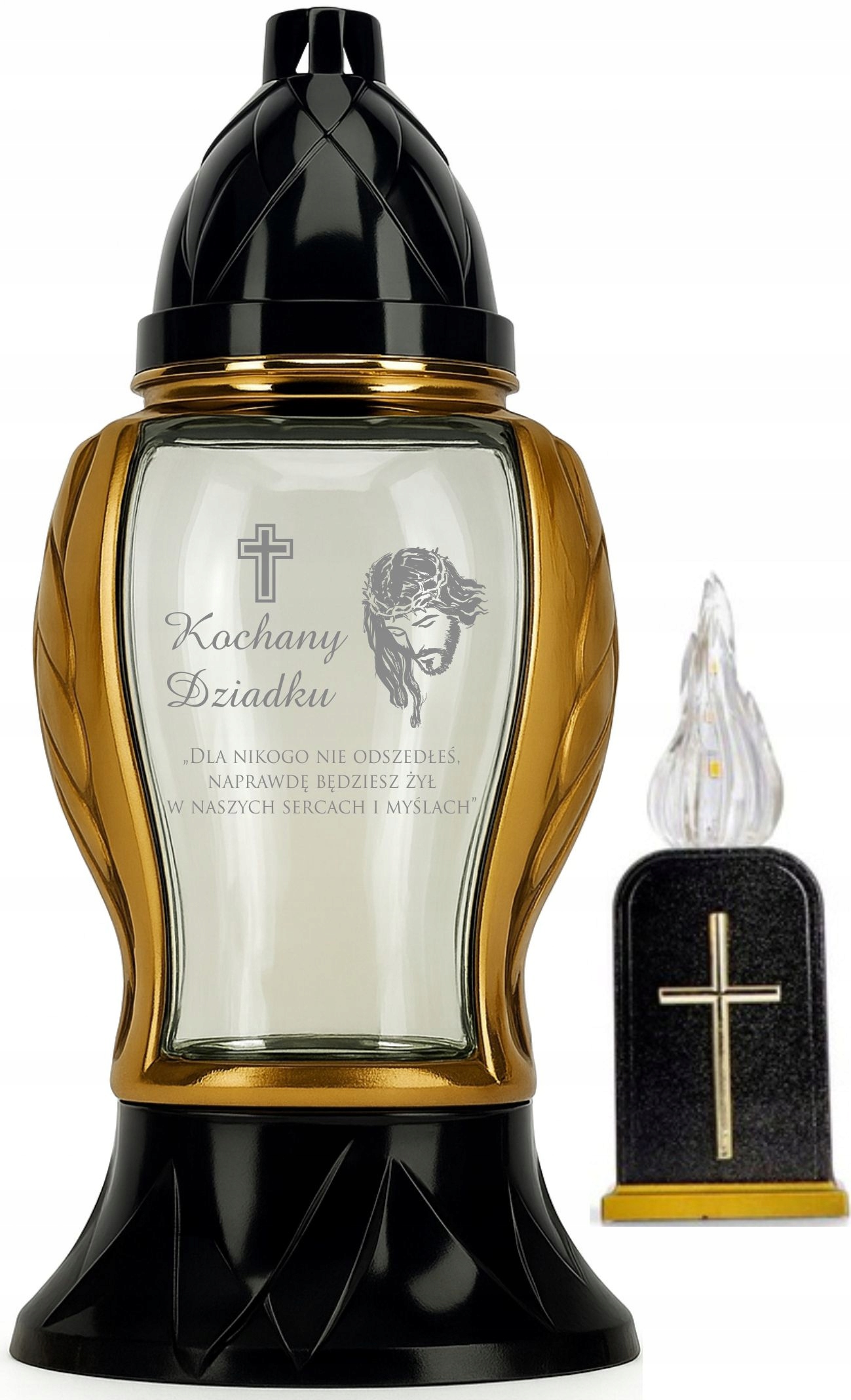 Ozdobny Znicz z Twoim grawerem Napisem Personalizowany dla dziadka