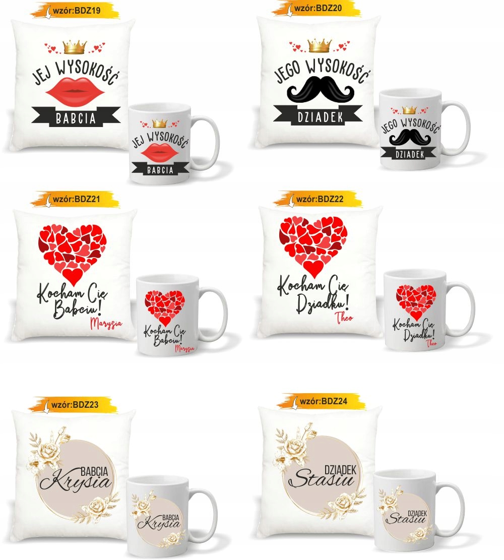 FOTO PODUSZKA KUBEK z życzeniami Dla BABCI DZIEŃ