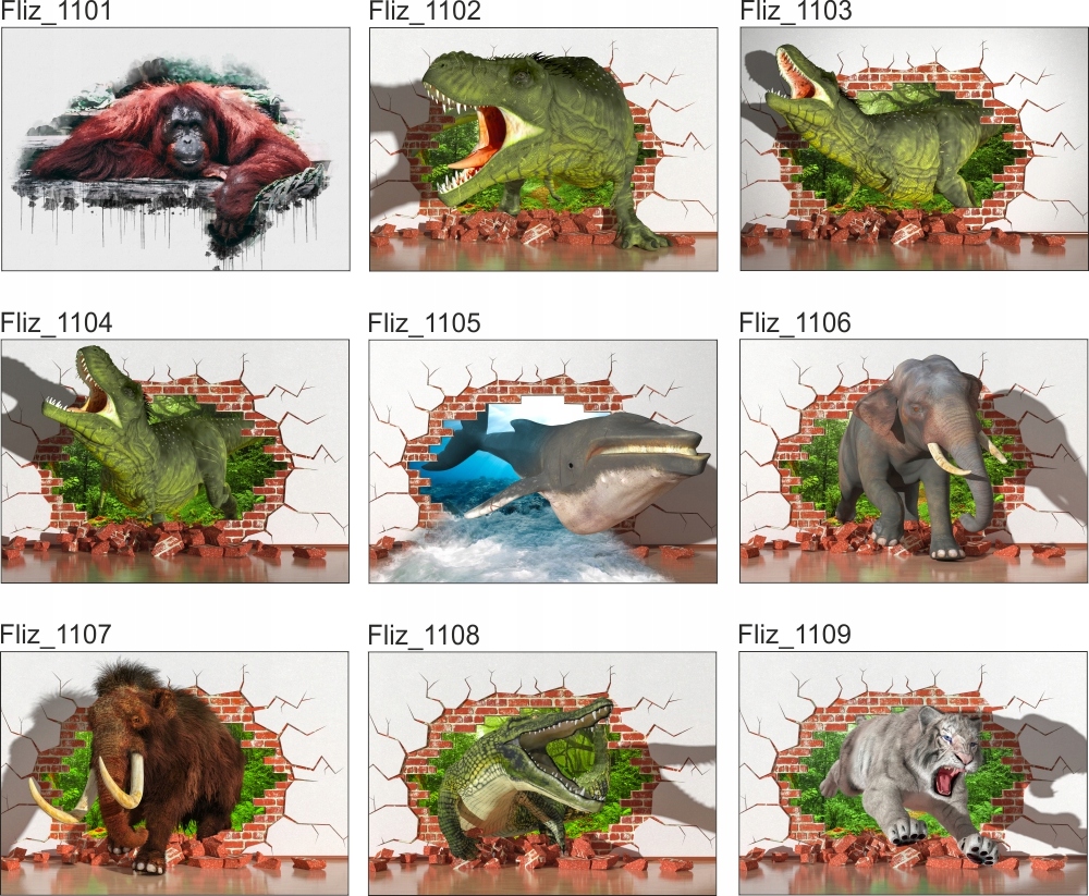 FOTOTAPETA widok okno konie mur cegła 3D 200x130