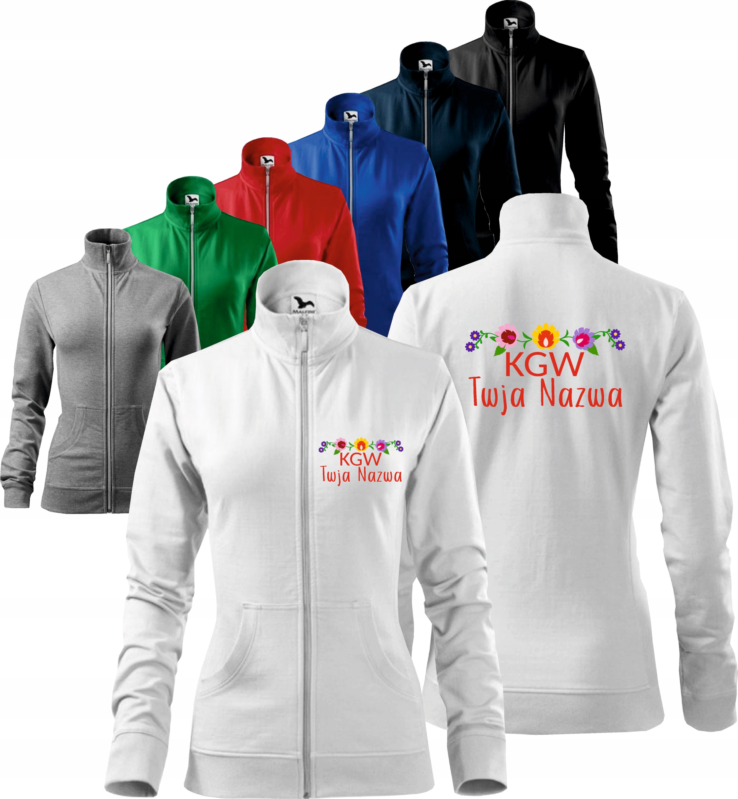 BLUZA DAMSKA zapinana Z HAFTEM koło gospodyń wiejskich + twój tekst KGW