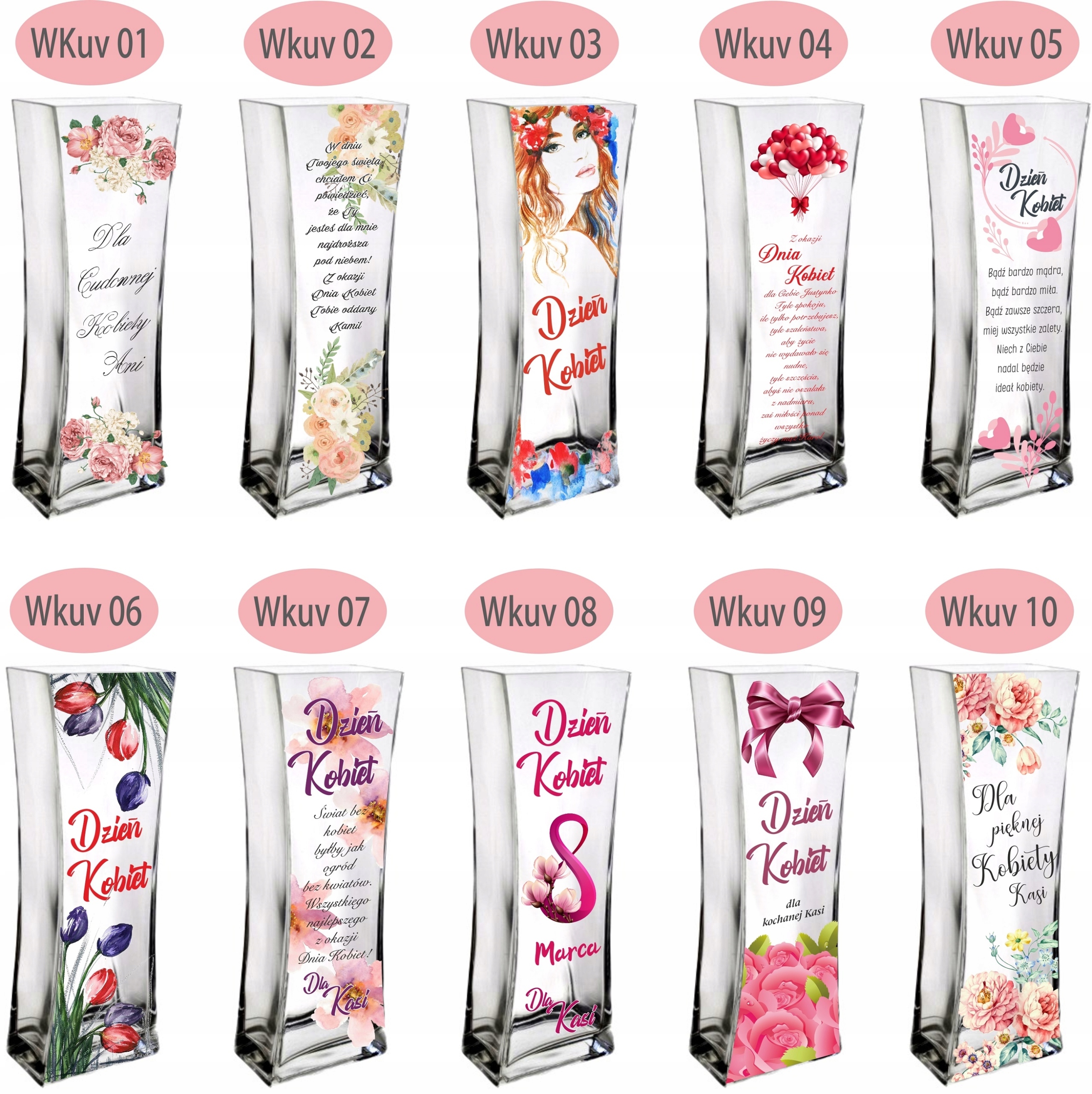 Wazon prezent na Dzień Kobiet dla Kobiety nadruk