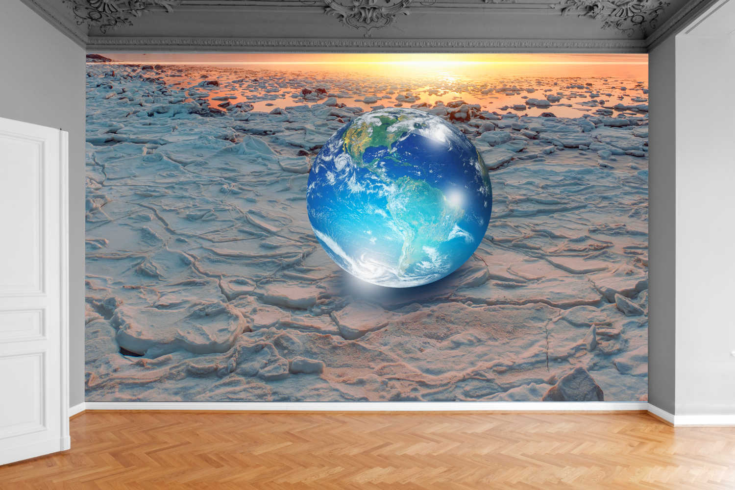 Fototapeta KULA PLANETA ZIEMIA NA LODZIE 390x280