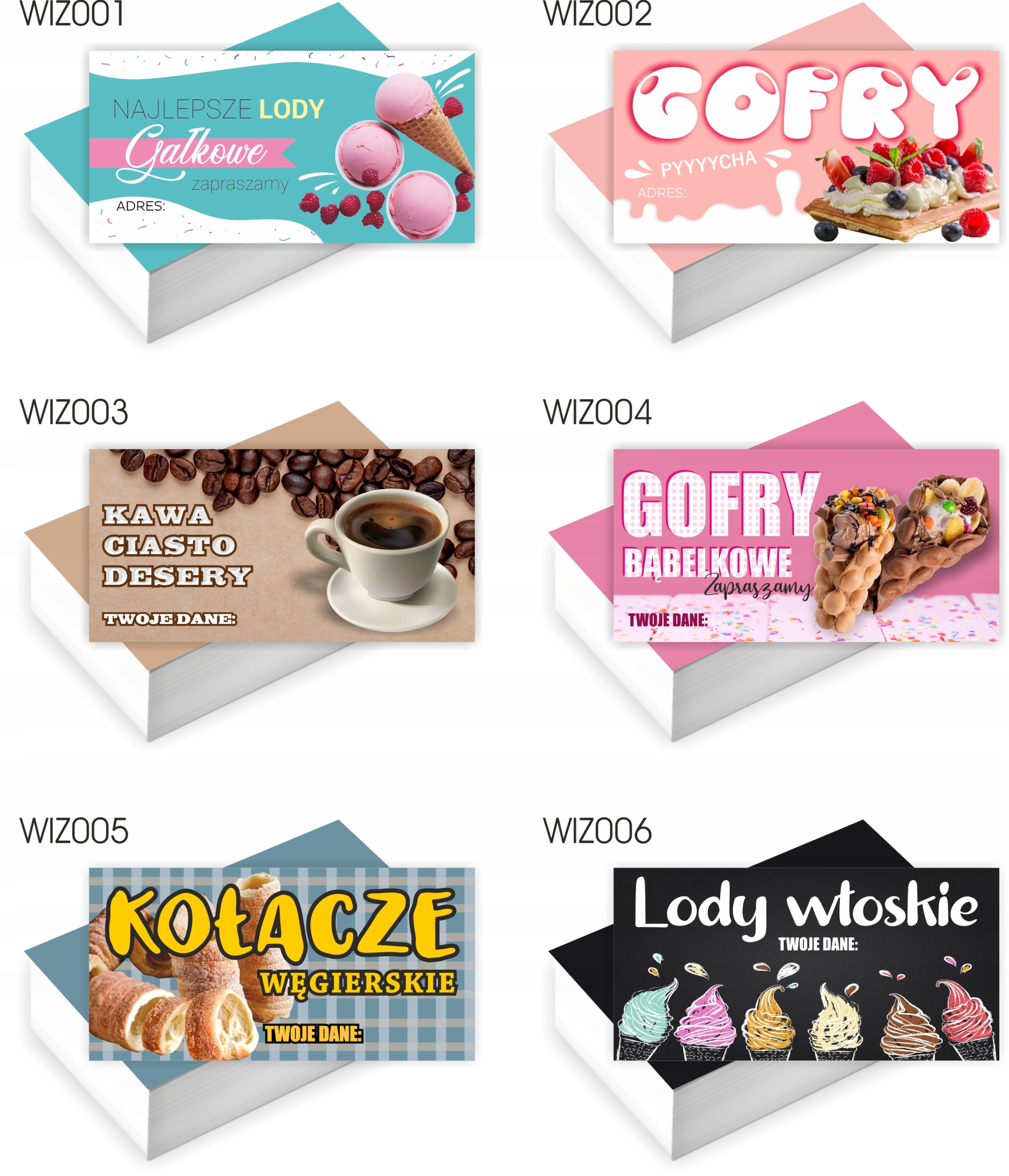 Wizytówki firmowe GOTOWY PROJEKT GRATIS 200 sztuk KAWIARNIA