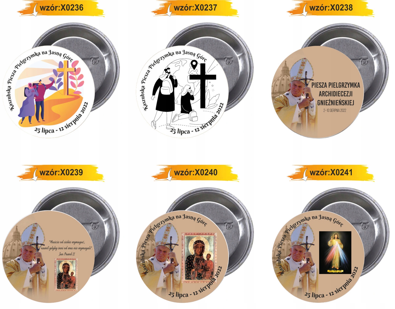 Przypinki buttony PIELGRZYMKA - JAN PAWEŁ II