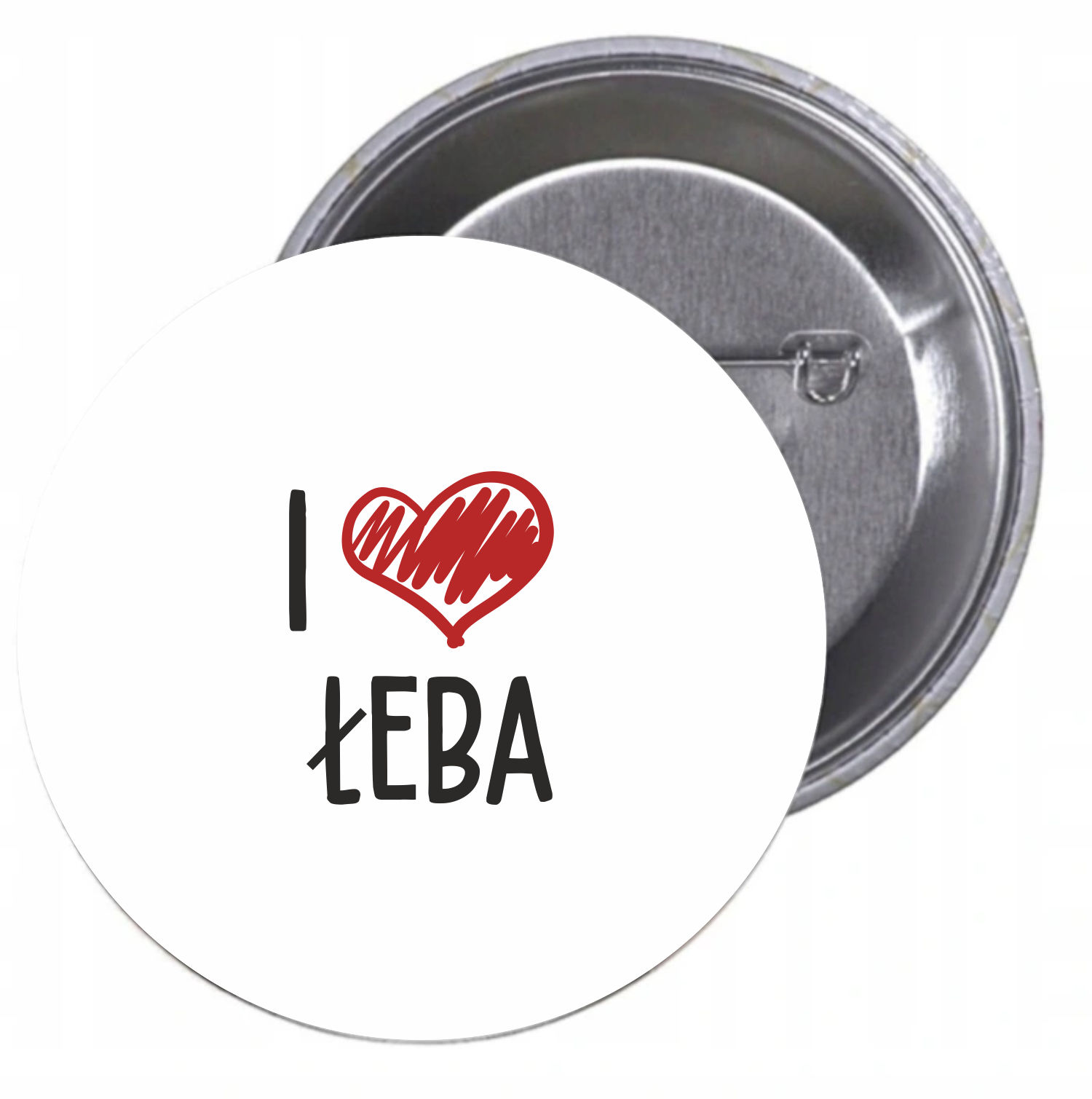 Przypinki buttony I LOVE ŁEBA znaczki TANIO