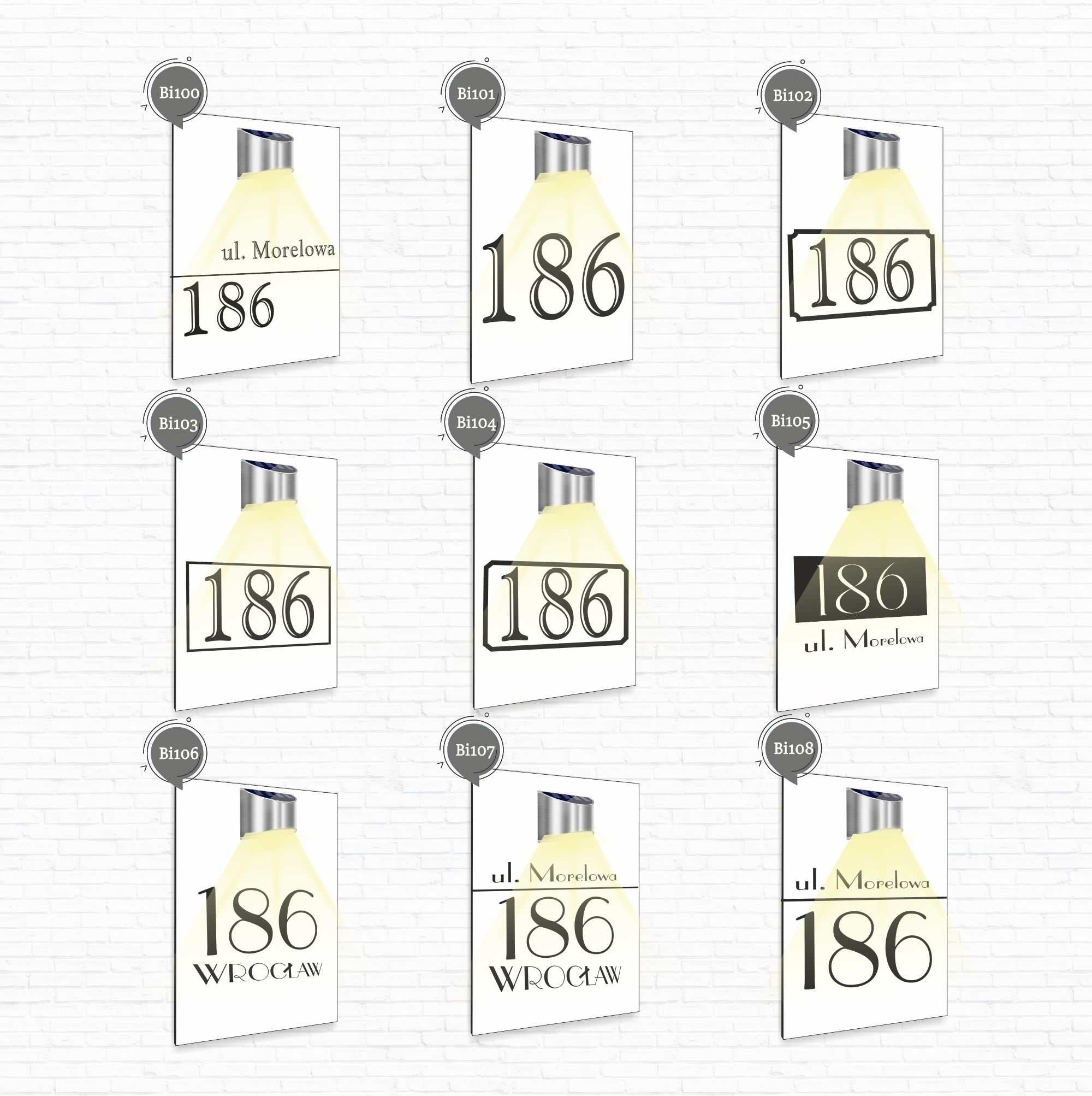 duża biała TABLICZKA lampka solarna ADRESOWA różne wzory dibond 40x30