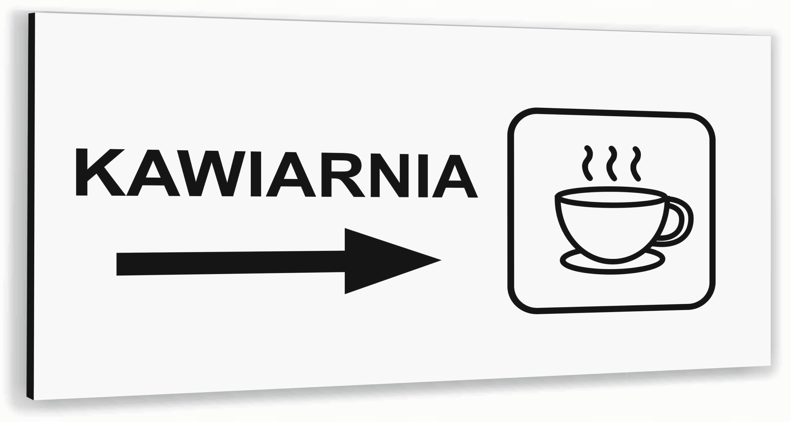 Tabliczka BIAŁA aluminiowa KAWIARNIA NADRUK UV Tablica informacyjna
