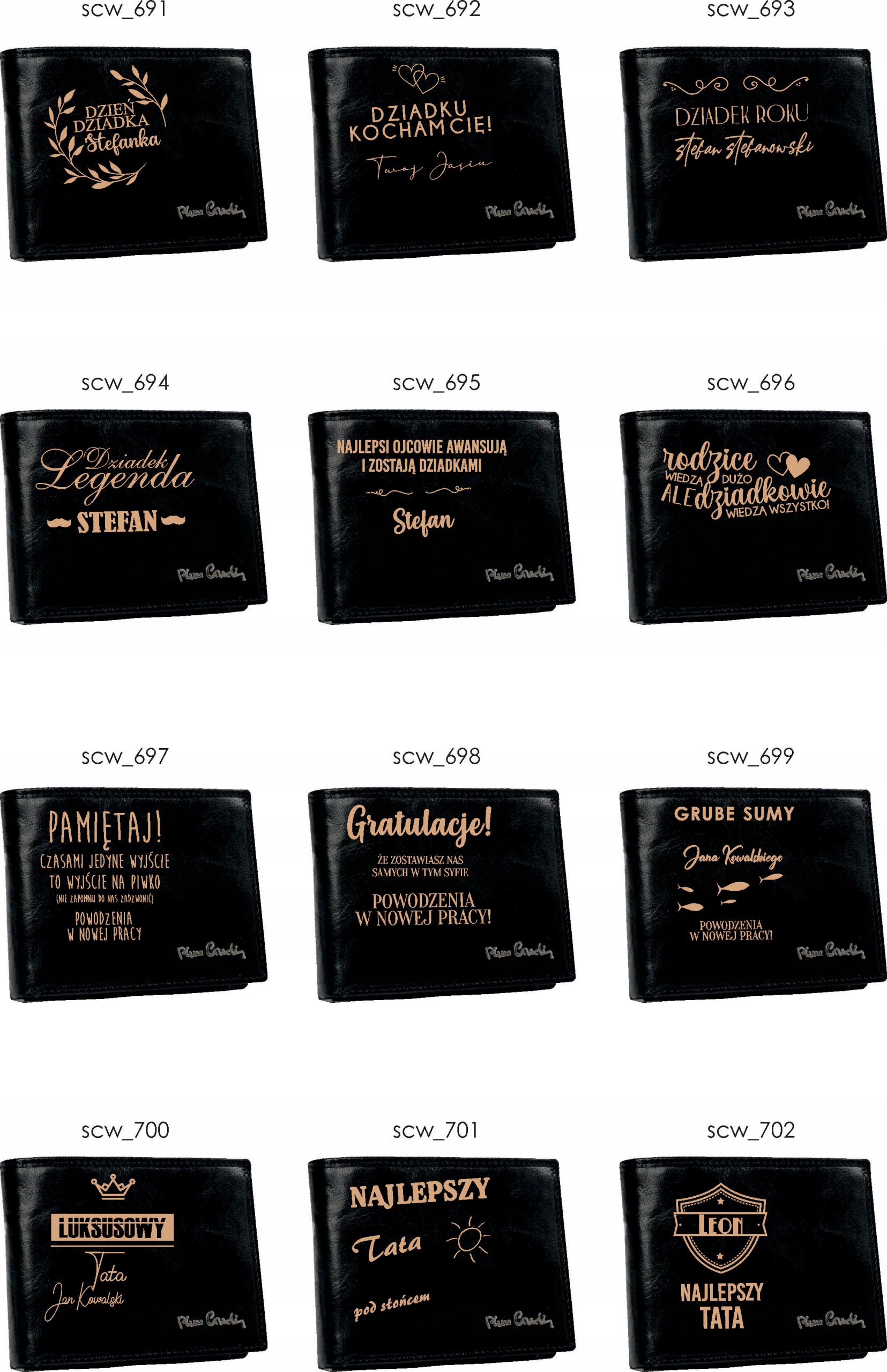 Portfel Pierre Cardin z GRAWEREM czarny prezent dla NAUCZYCIELA dużo wzorów