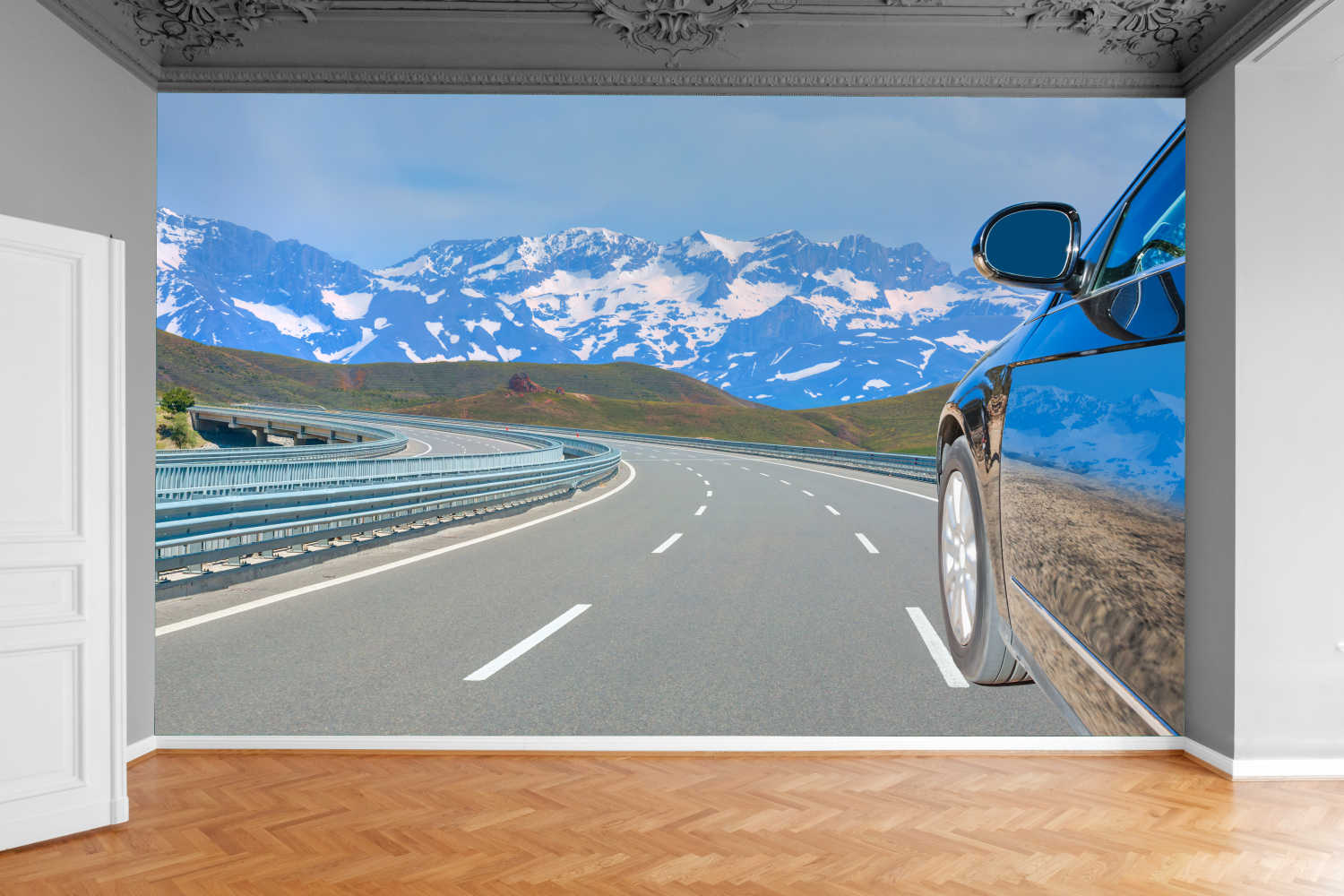 Fototapeta GÓRSKA DROGA WIDOK NA GÓRY AUTO 130x80