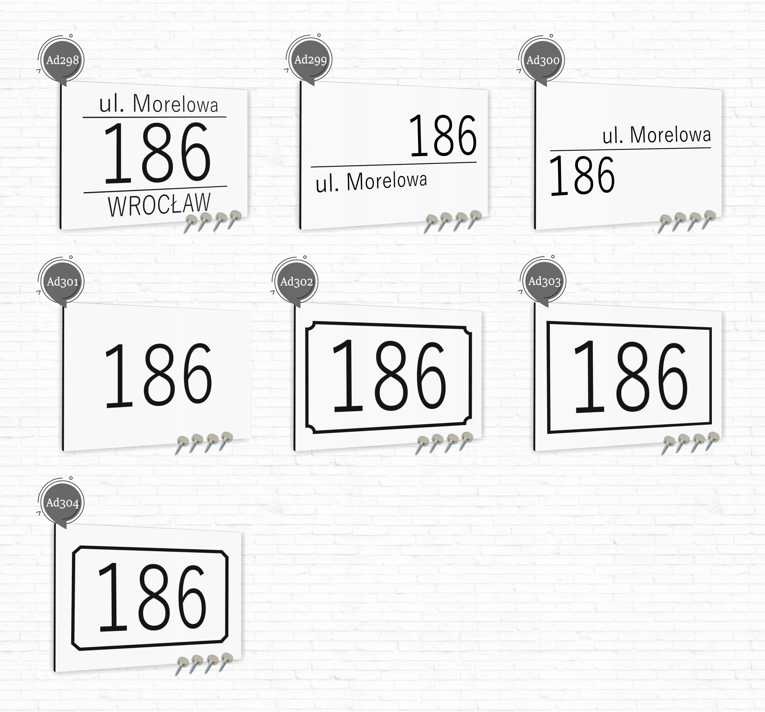 Tabliczka adresowa Dibond Tablica adres działki Biała 30x20 Różne wzory