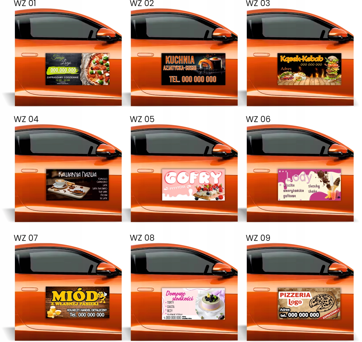 Magnes na samochód reklama magnetyczna GOTOWE WZORY OGRODZENIA BRAMY SIATKI