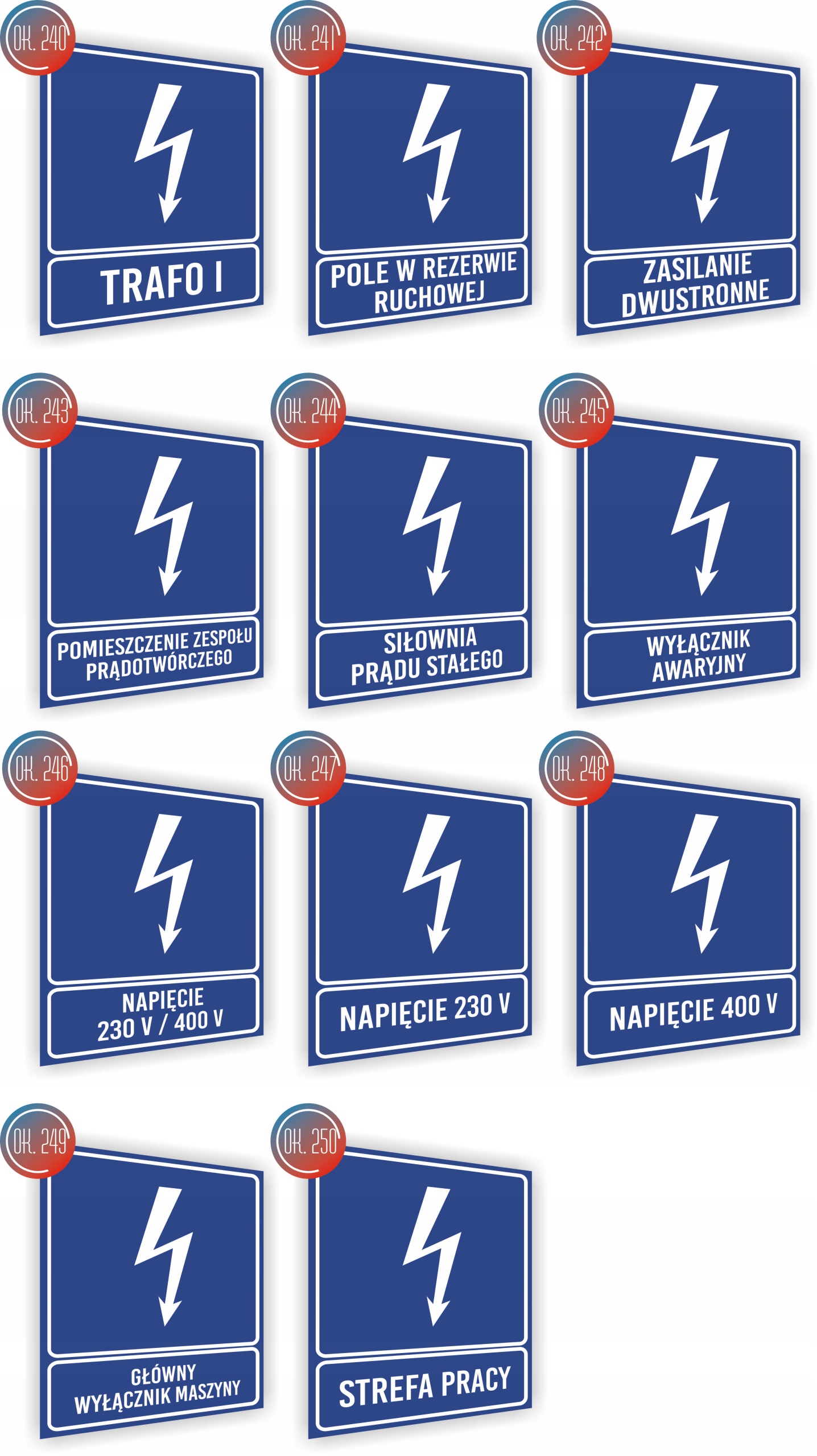 Tabliczka informacyjna Wyłącznik nadruk 20x15 cm dużo wzorów