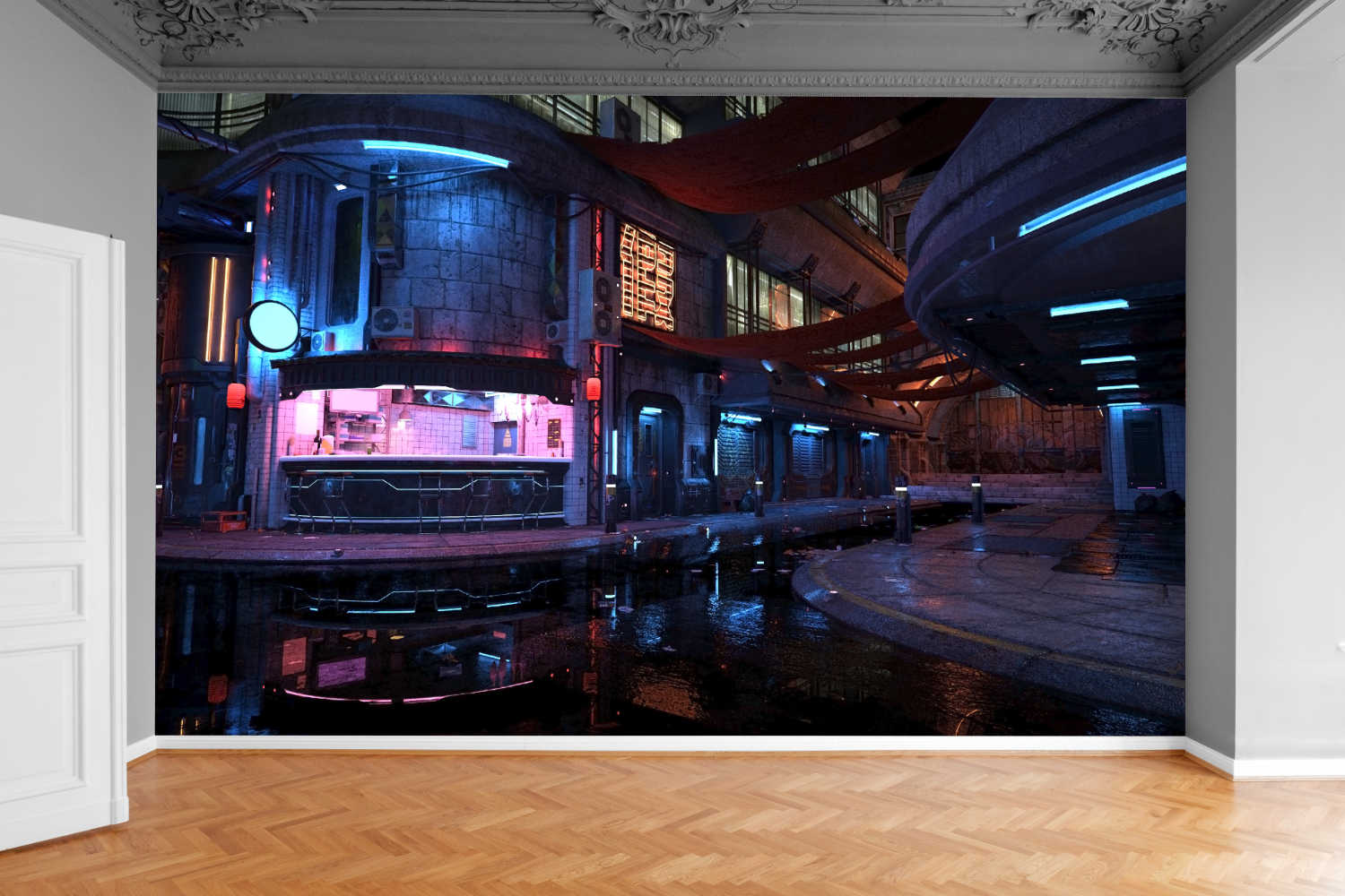 Fototapeta NEONOWE MIASTO NOCĄ GRUNGE PANK 300x210