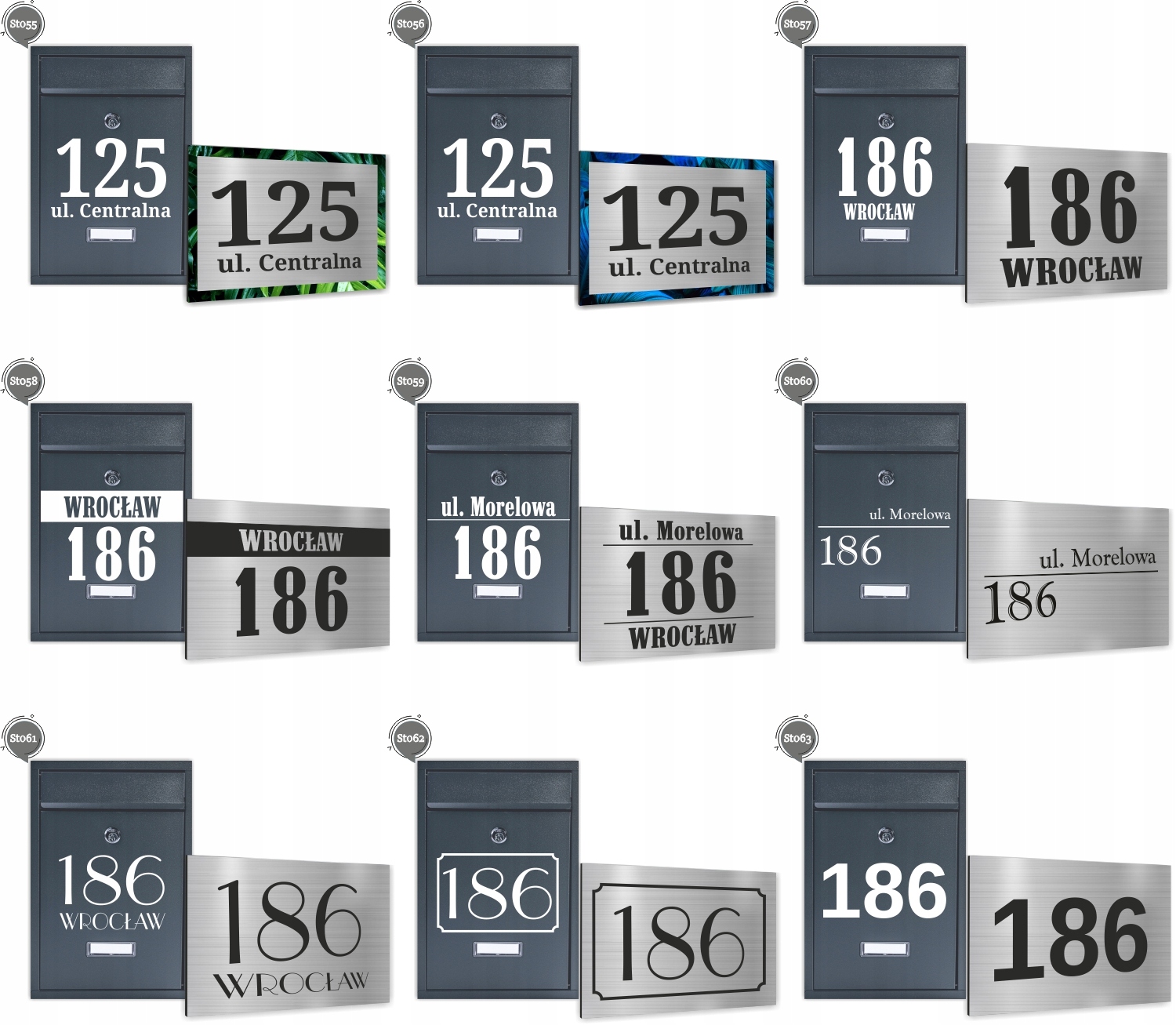 Skrzynka Pocztowa na listy z nadrukiem Numeru domu + Tablica adresowa ALU