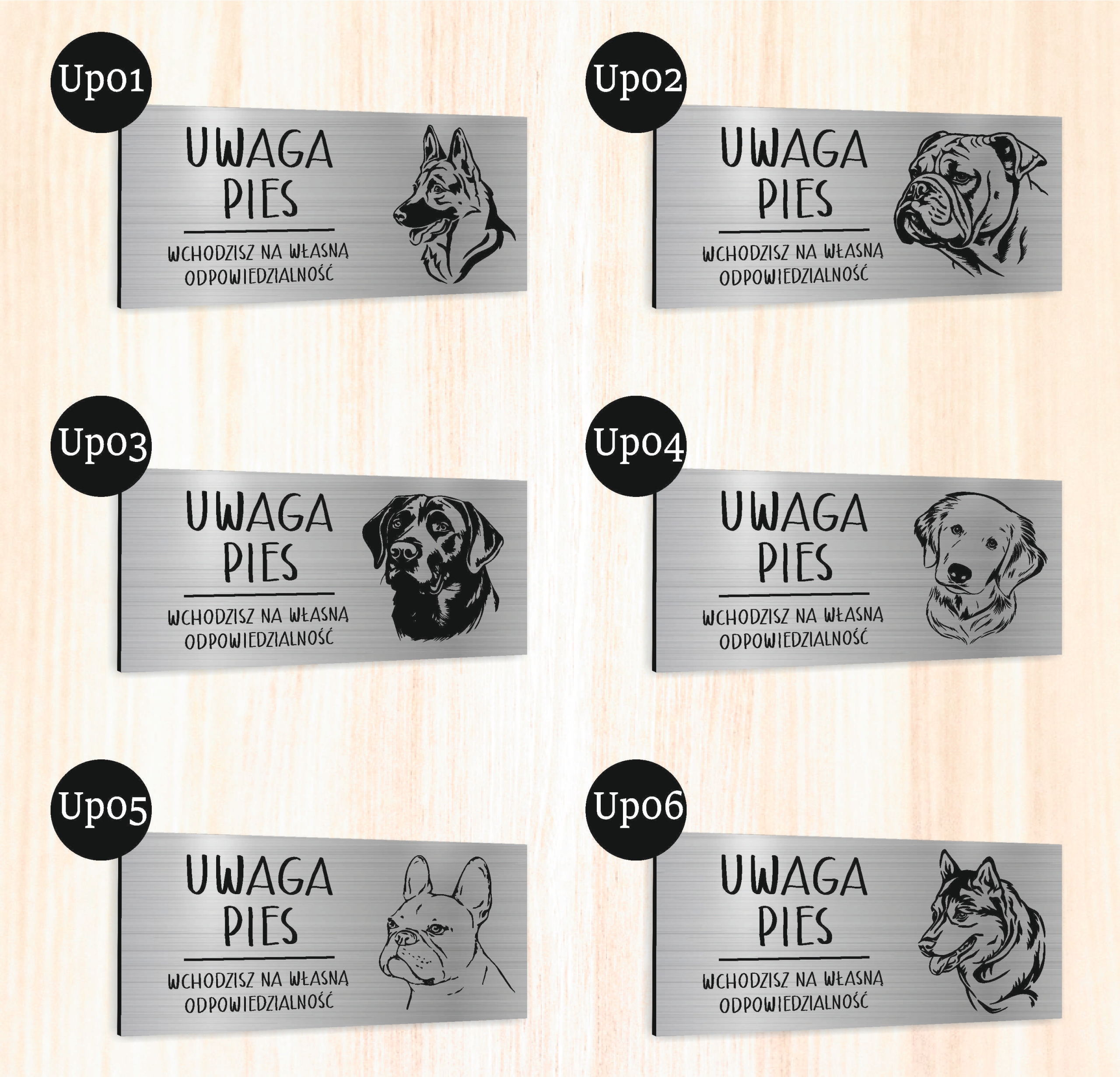 Tabliczka dibond uwaga pies Buldog francuski 20x10 cm z NADRUKIEM UV