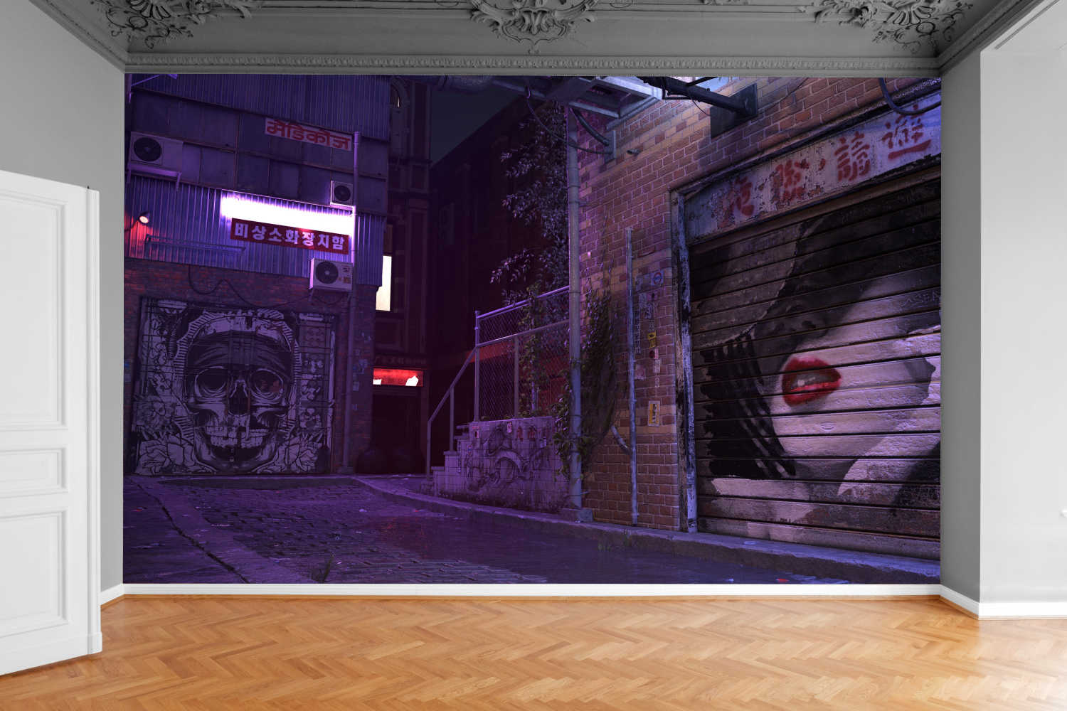 Fototapeta MIASTO GRUNGE STARA ULICA NOCĄ 370x250