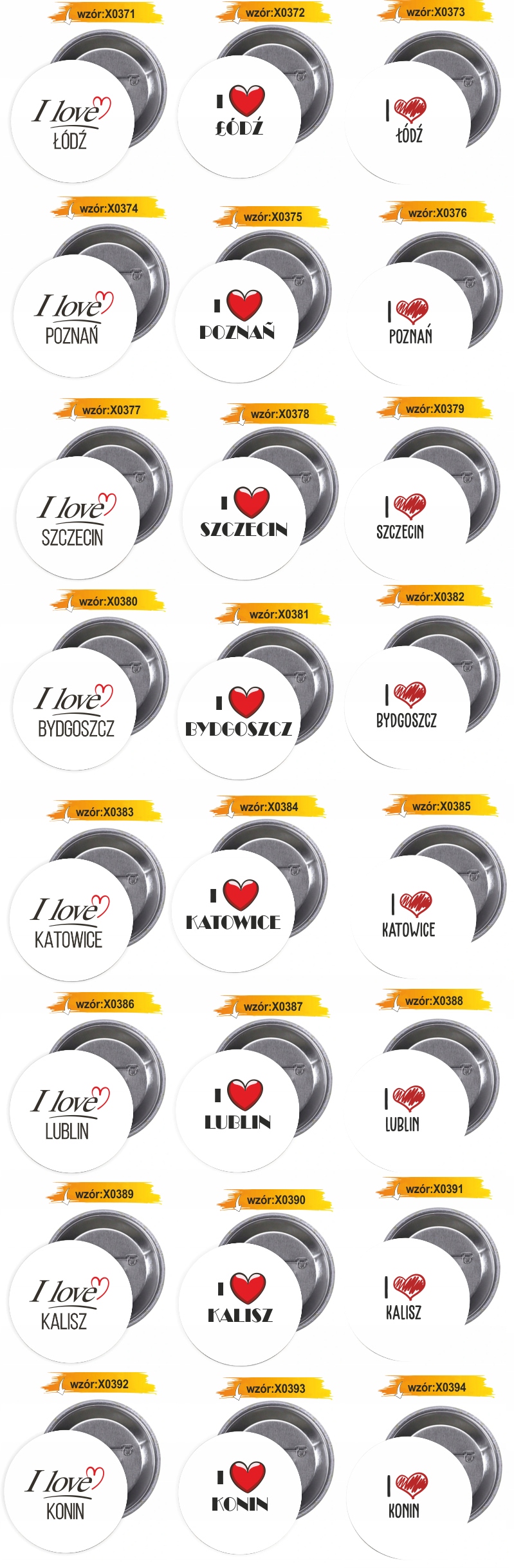 Przypinki buttony I LOVE MRĄGOWO z grafiką