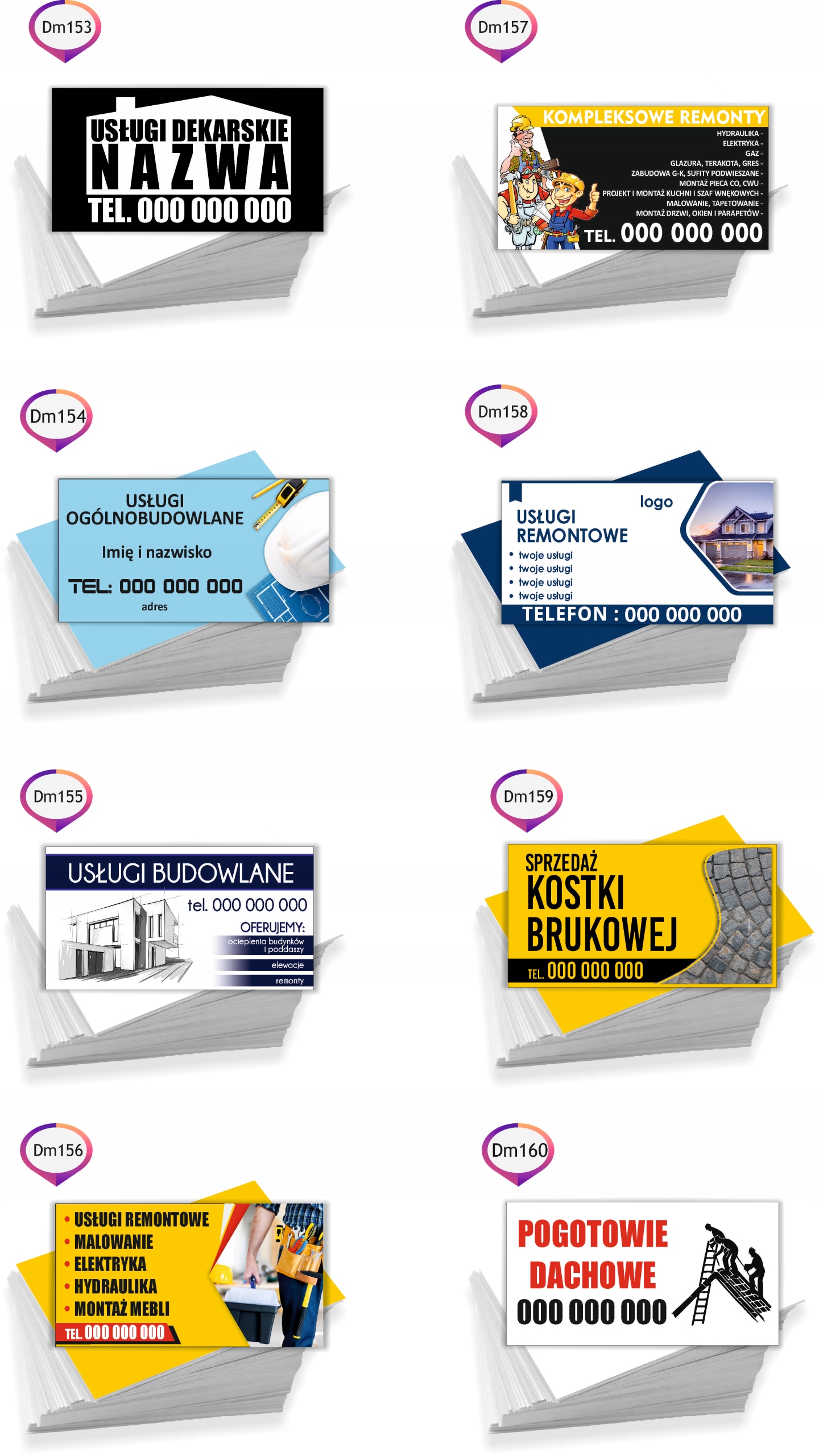 Wizytówki reklamowe 200 szt dużo wzorów NADZÓR INWESTORSKI