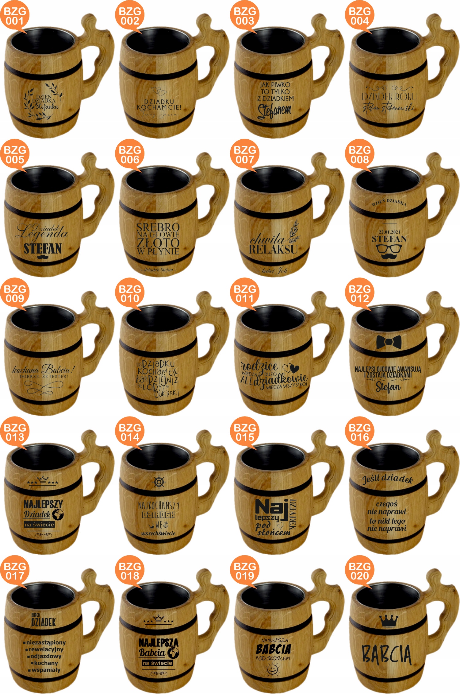 duży dębowy KUFEL do piwa z GRAWEREM napisem PREZENT DLA MAMY