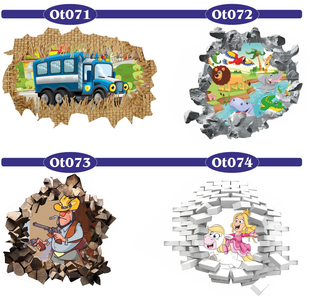 Naklejka samoprzylepna 3D postacie bajkowe dziura