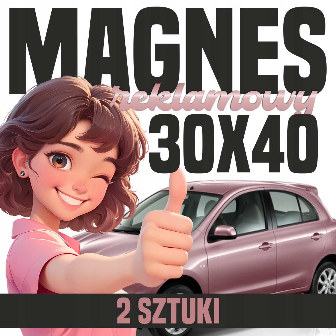 Mata Magnetyczna na Auto 30x40 cm - Profesjonalna Reklama magnes - 2 szt